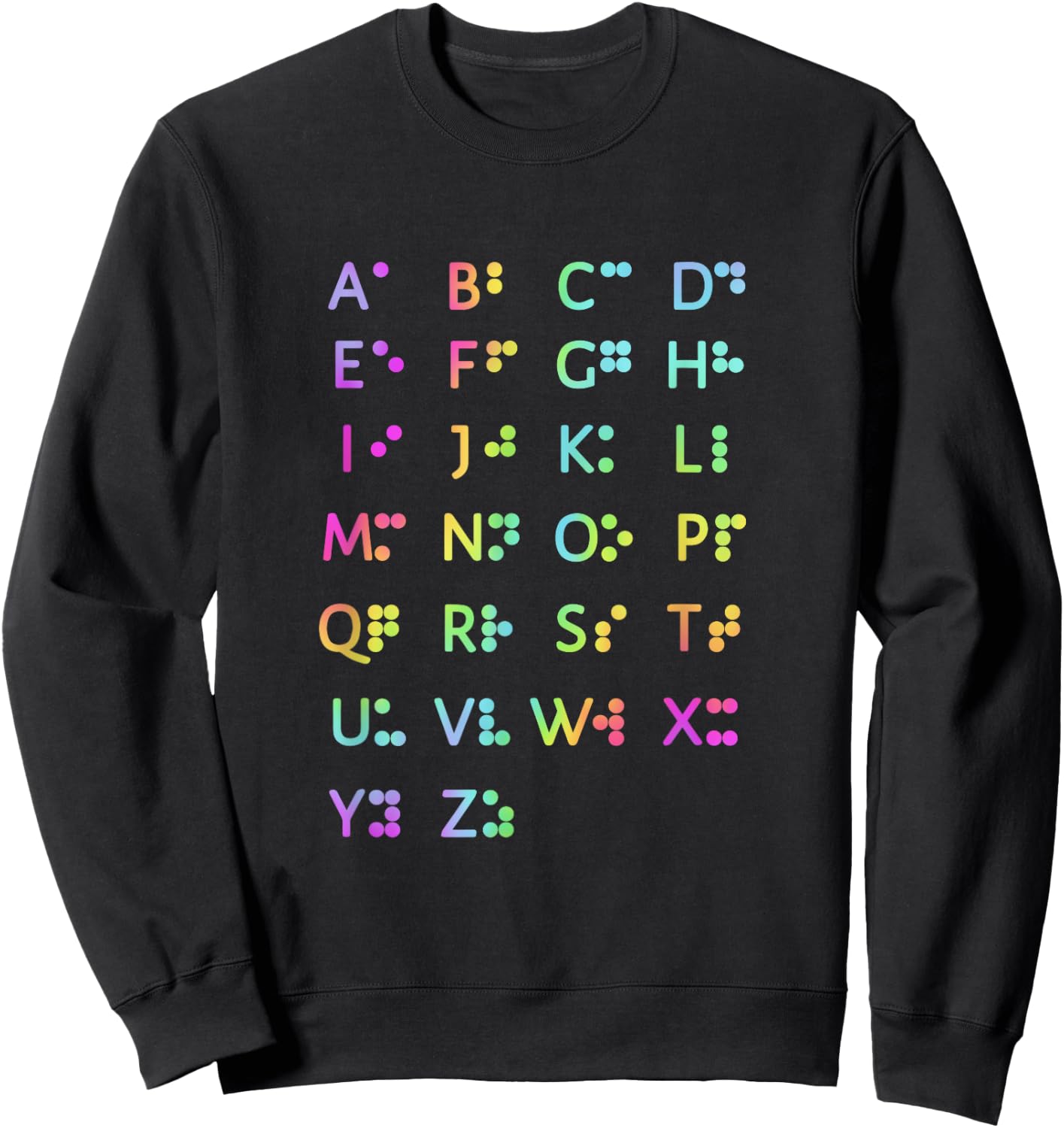 Retro Vibe Braille Alphabet Blind Awareness Sweatshirt - Sweatshirt | Black