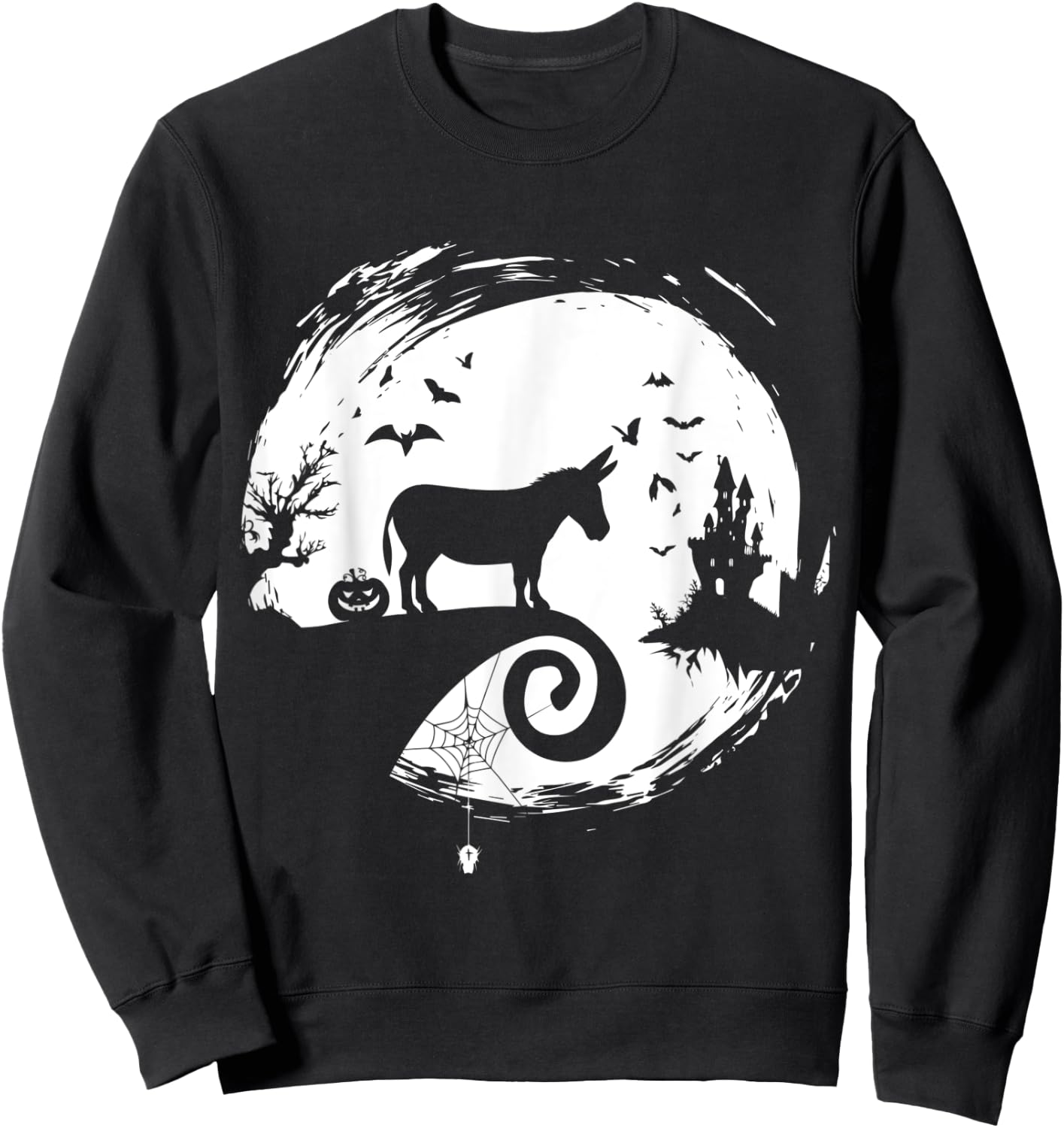 Donkey Halloween Costume Moon Silhouette Creepy Horror Sweatshirt - Sweatshirt | Black