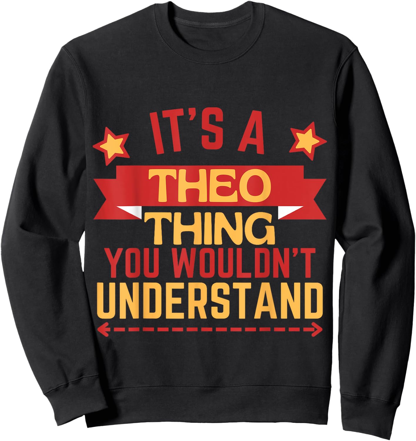 Theo Name Gift Birthday Celebration -Kids Theo Gift Black Small Modern Short Sleeve Sweatshirt - Sweatshirt | Black
