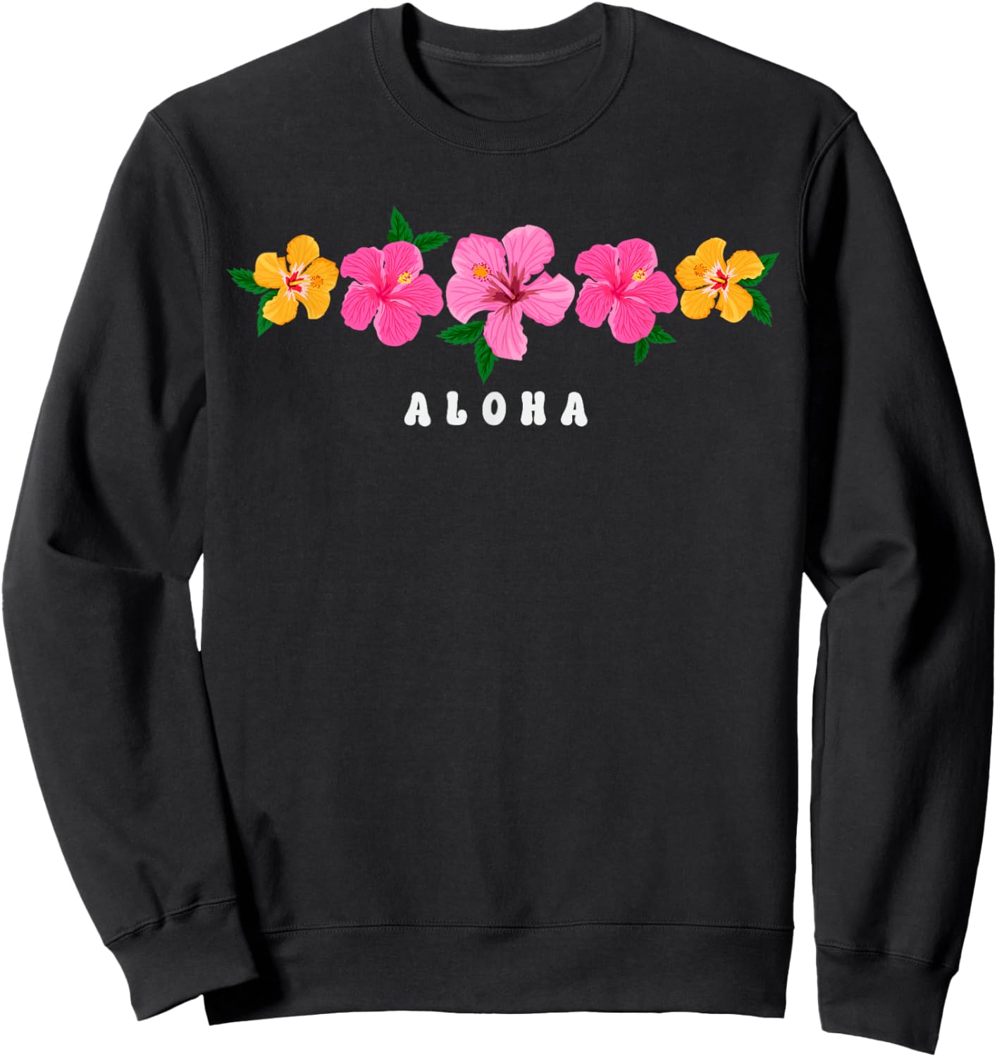 Aloha Hibiscus Flowers Hawaiian Islands Hawaii Surfer Sweatshirt - Sweatshirt | Black