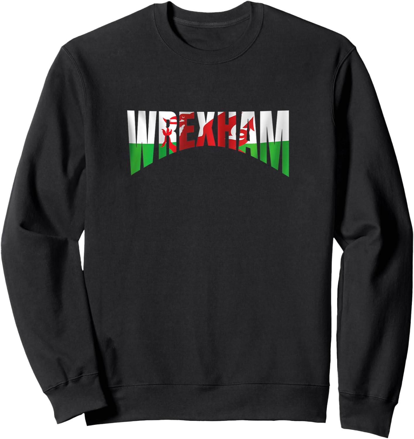 Wrexham Apparel Merchandise Wales Flag Welsh Dragon Sweatshirt - Sweatshirt | Black