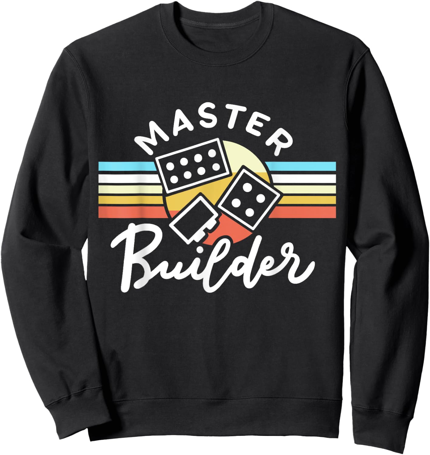 Retro Vintage Master Builder Building Blocks Men Women Kids Sweatshirt - Sweatshirt | Black