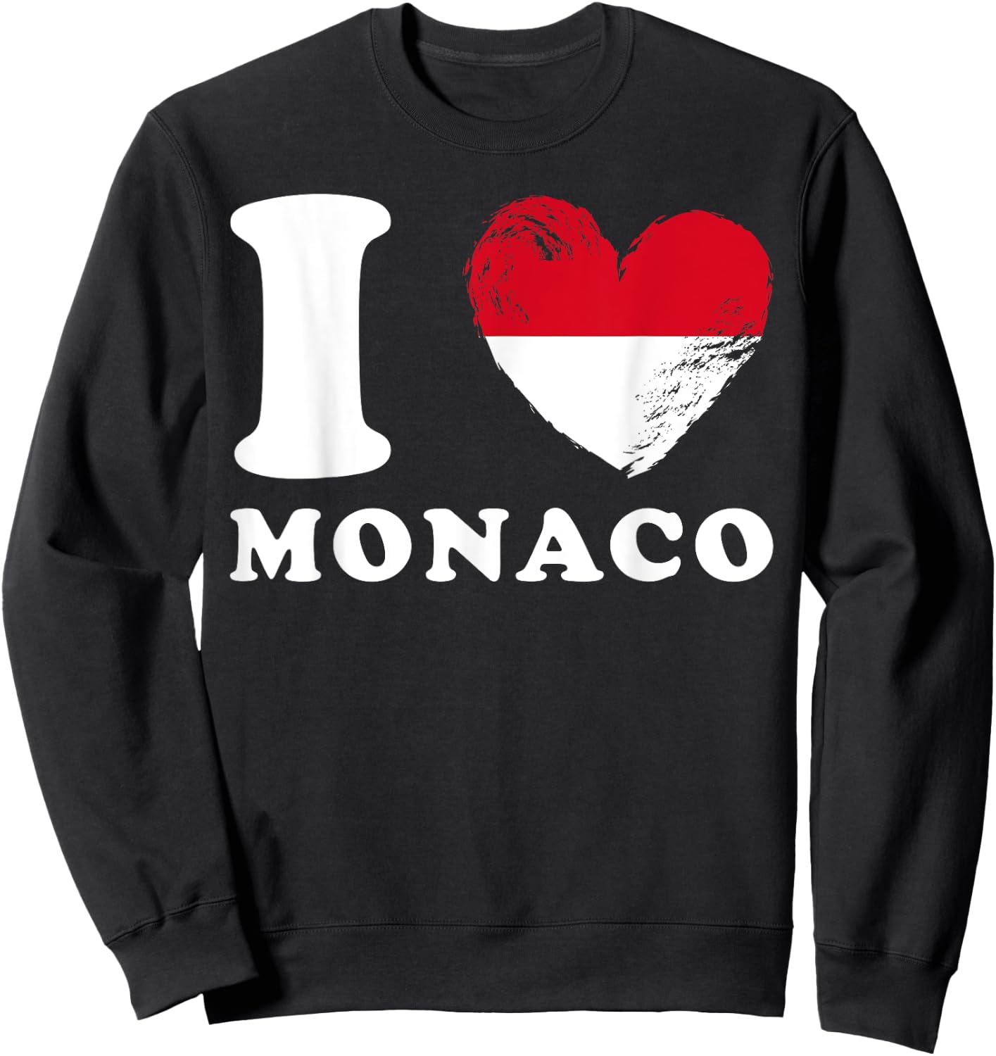 I Love Monaco - Heart Flag Monaco Sweatshirt - Sweatshirt | Black