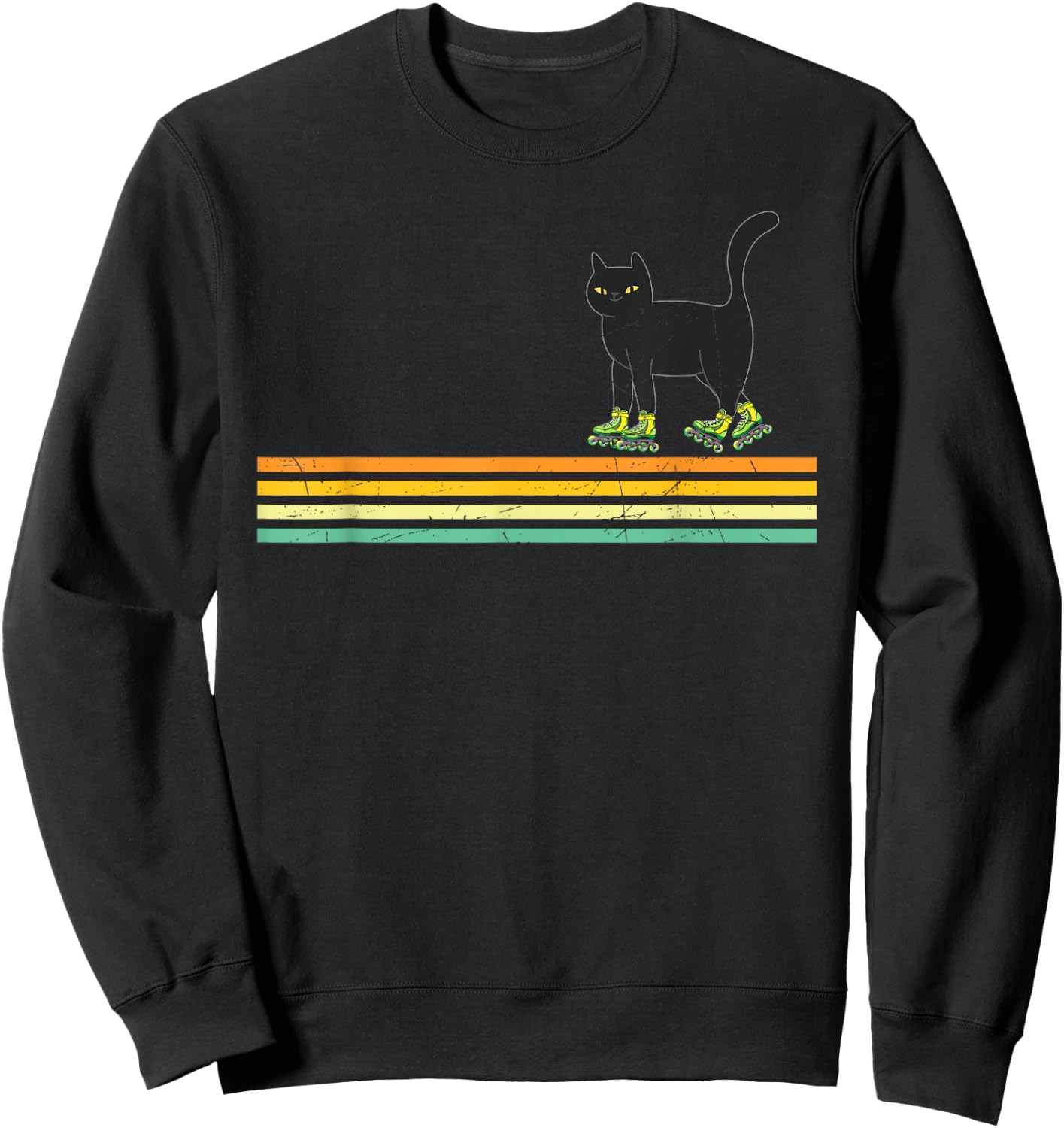 Retro Roller Skating Cats Derby Skater Girls Sweatshirt - Sweatshirt | Black