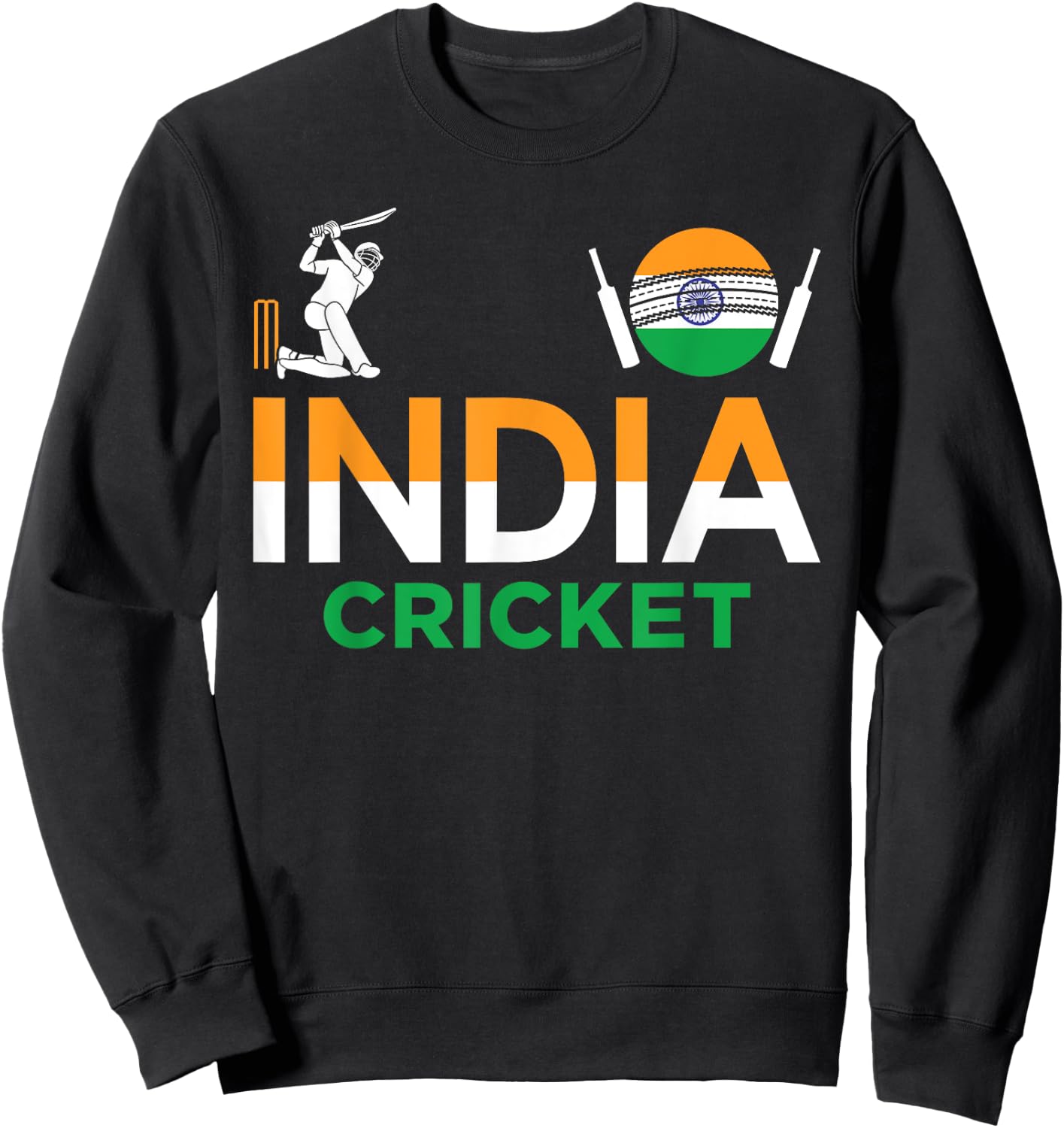 India Cricket Flag For Lovers Of Cricket Game Cricketers , Small, Black Sweatshirt - Sweatshirt | Black