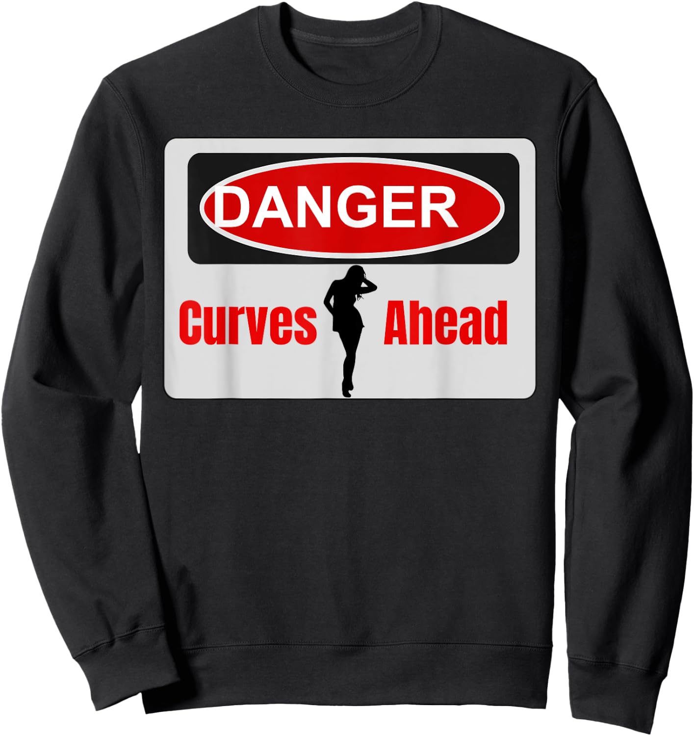 Danger Curves Ahead Female Silhouette Sweatshirt - Sweatshirt | Black