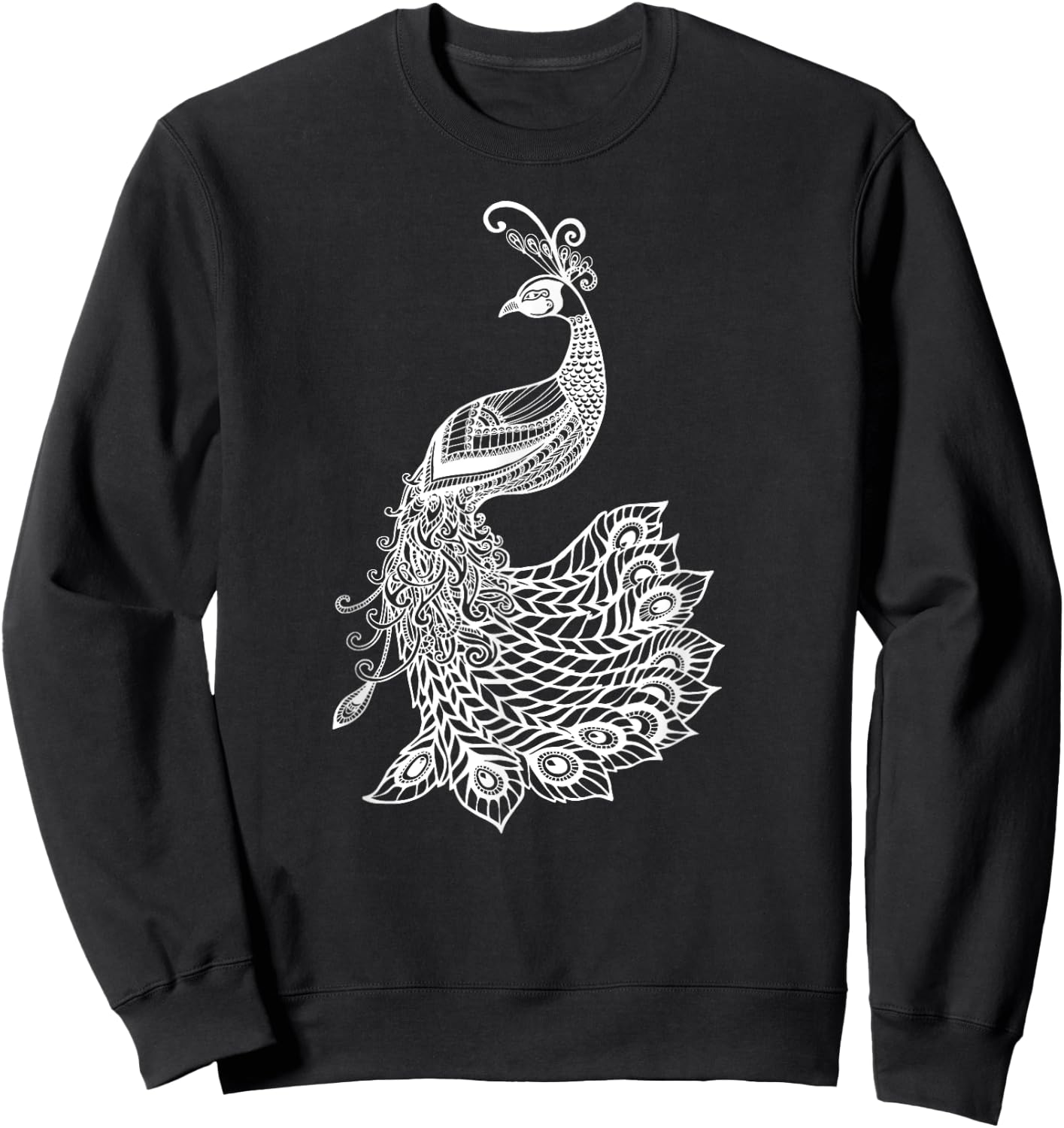 & Girls Beautiful Mandala Art Bird Peacock Lover Sweatshirt - Sweatshirt | Black