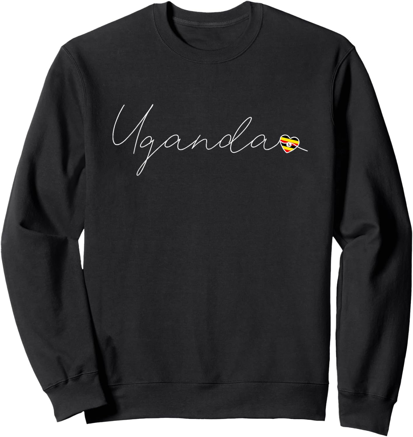 Uganda Love Ugandan Flag and Heart on Uganda Sweatshirt - Sweatshirt | Black