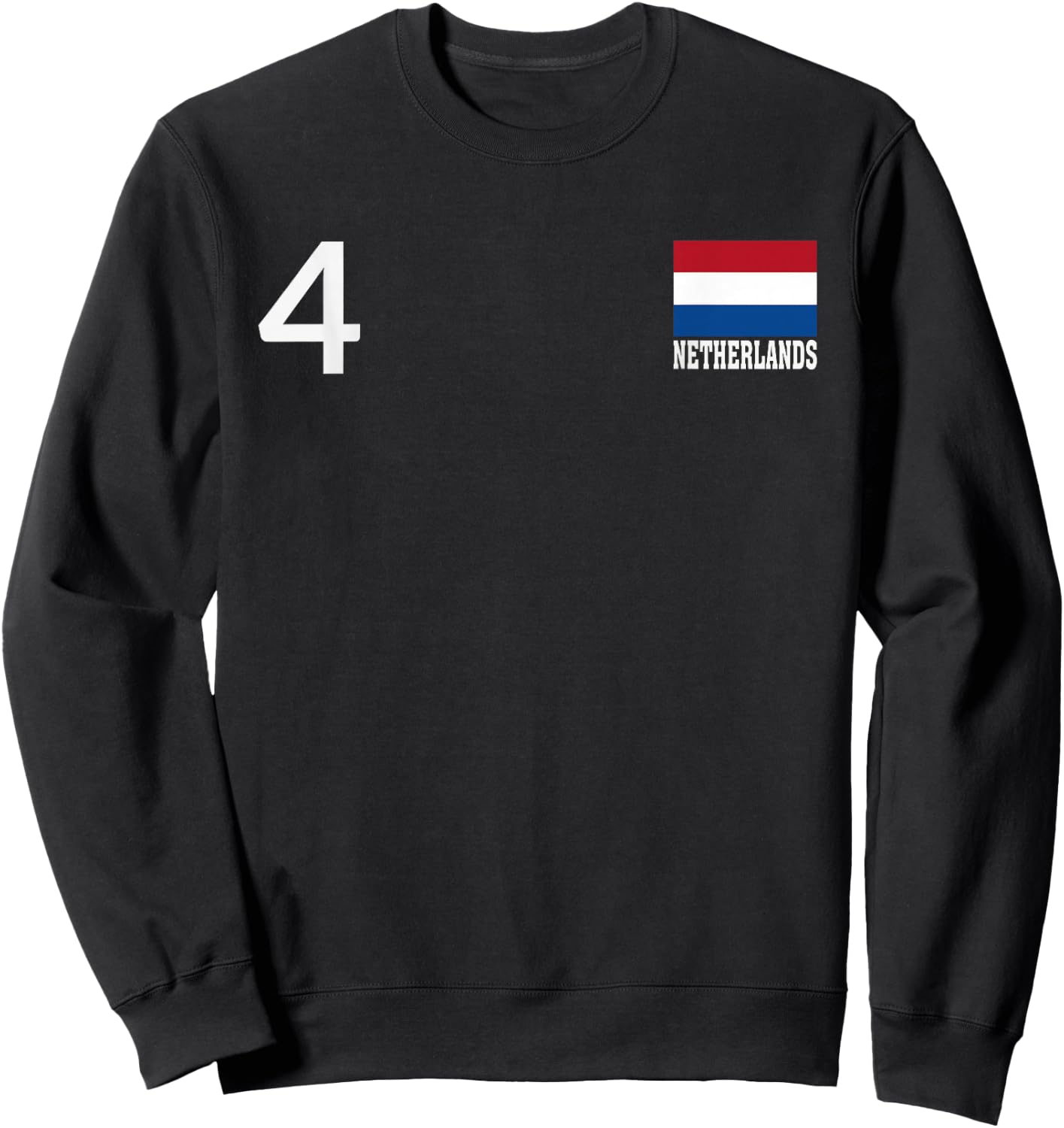 Netherlands Number 4 National Flag Country Heritage Sweatshirt - Sweatshirt | Black