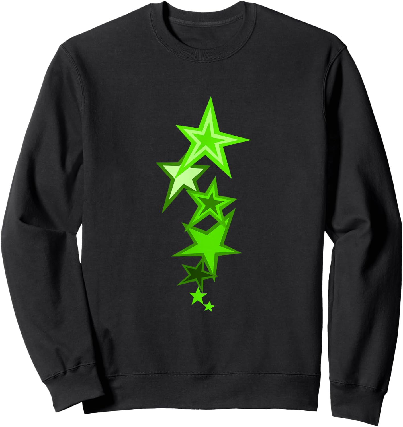 Green Color Vertical Stars Green Graphic Sweatshirt - Sweatshirt | Black