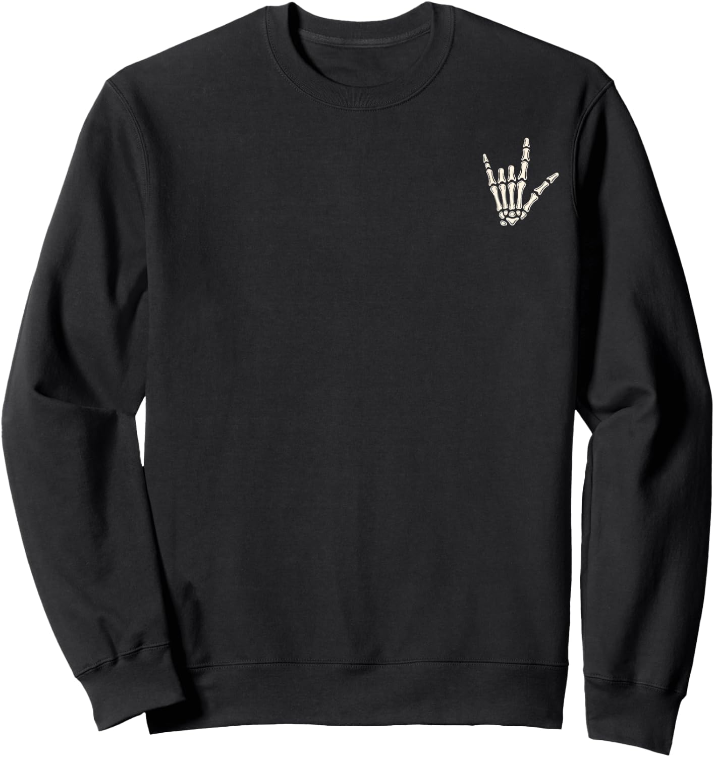 Punk Rock Skeleton Cool Rocker Halloween Men Women Boys Kids Sweatshirt - Sweatshirt | Black
