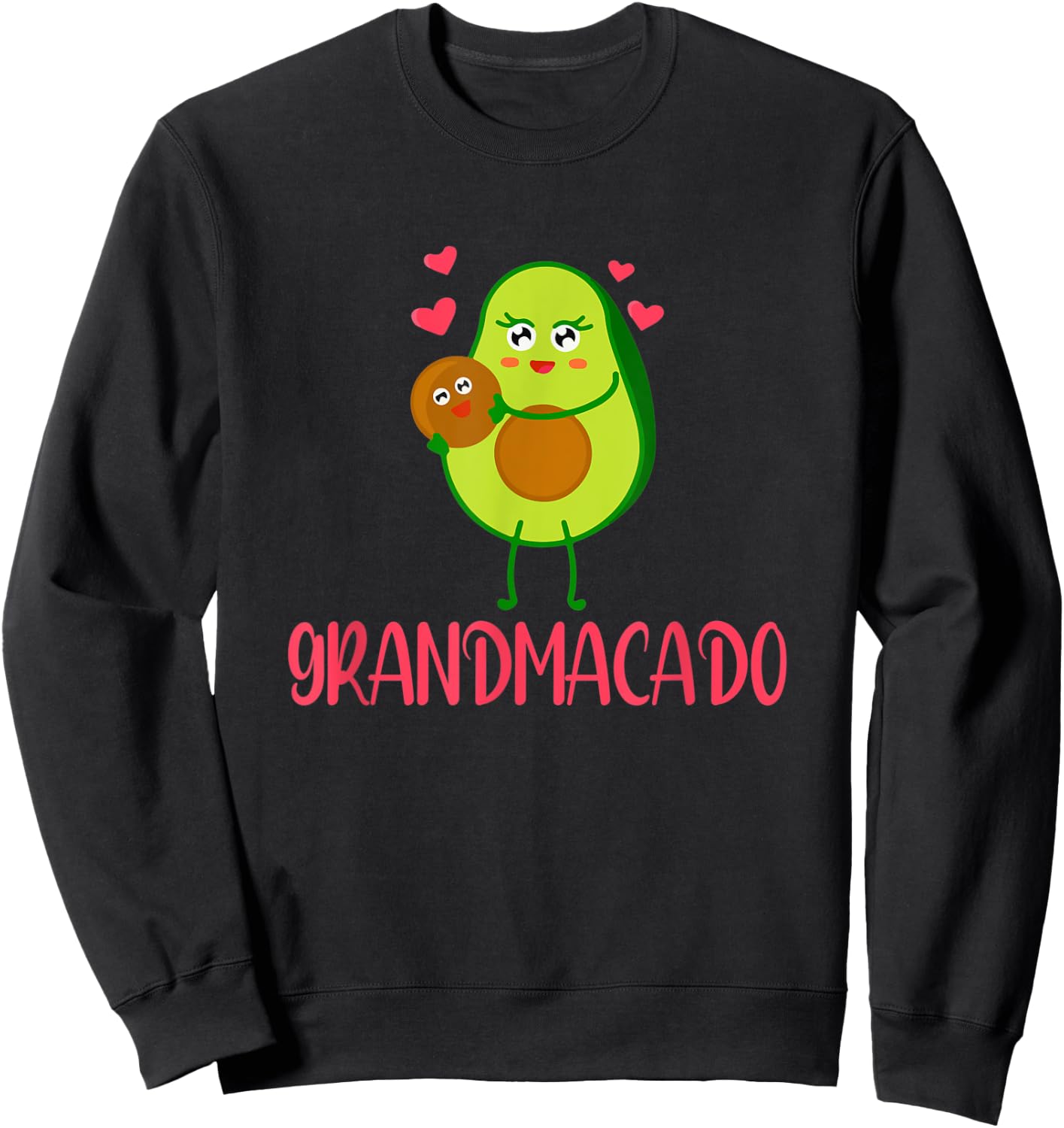Grandmacado Grandma Avocado Vegan Pregnancy Announcement Sweatshirt - Sweatshirt | Black