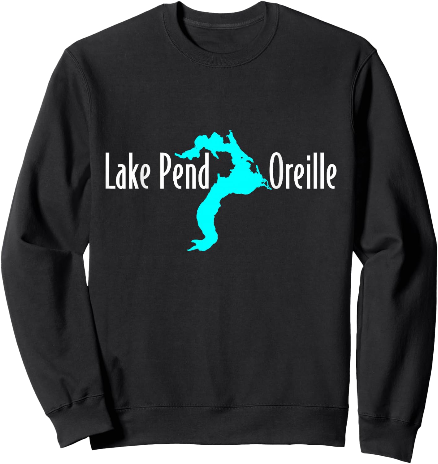 Minimalist Lake Pend Oreille - Idaho Sweatshirt - Sweatshirt | Black