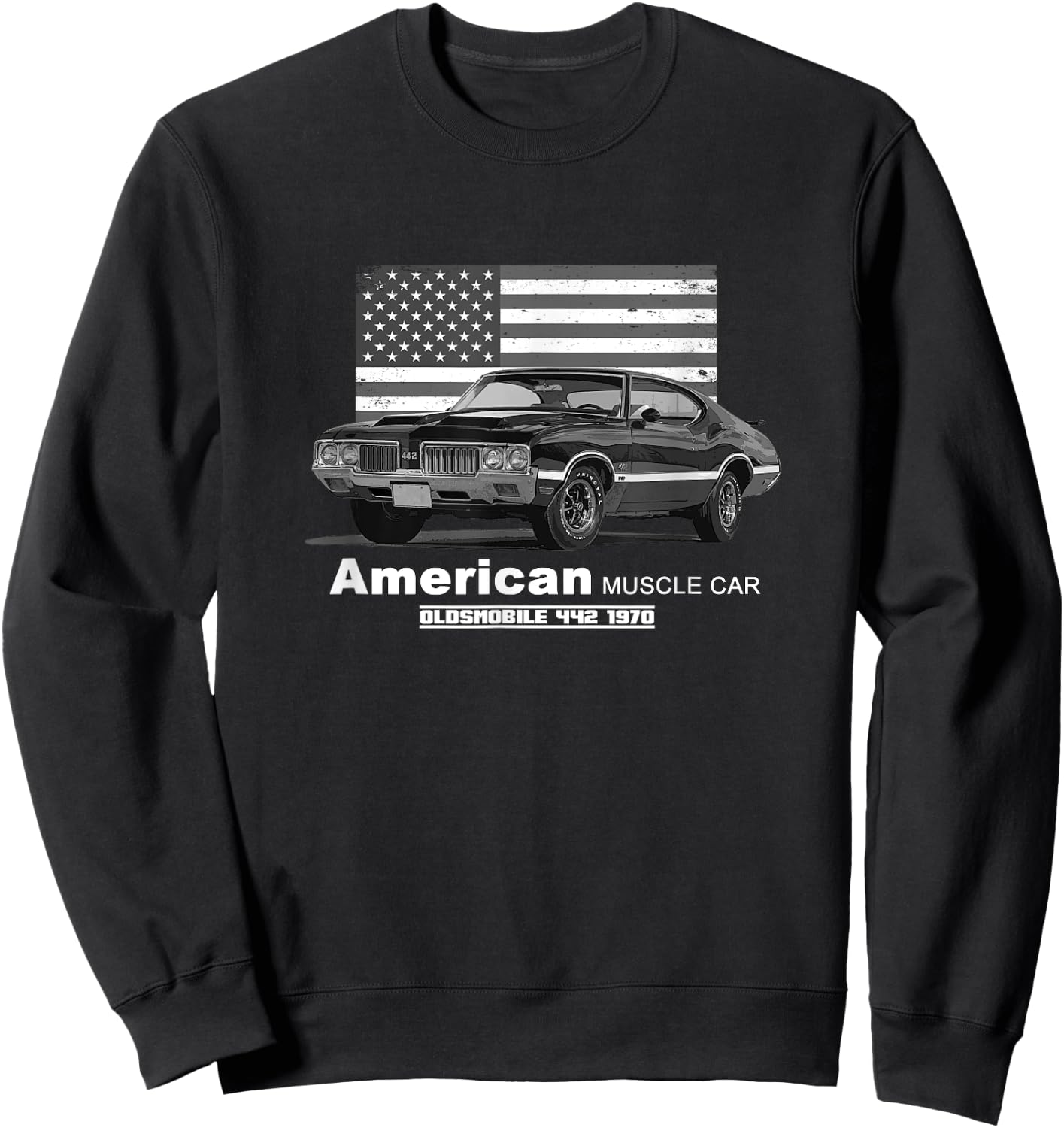 Oldsmobile 442 American Muscle Car 60s 70s Old is Gold Sweatshirt - Sweatshirt | Black