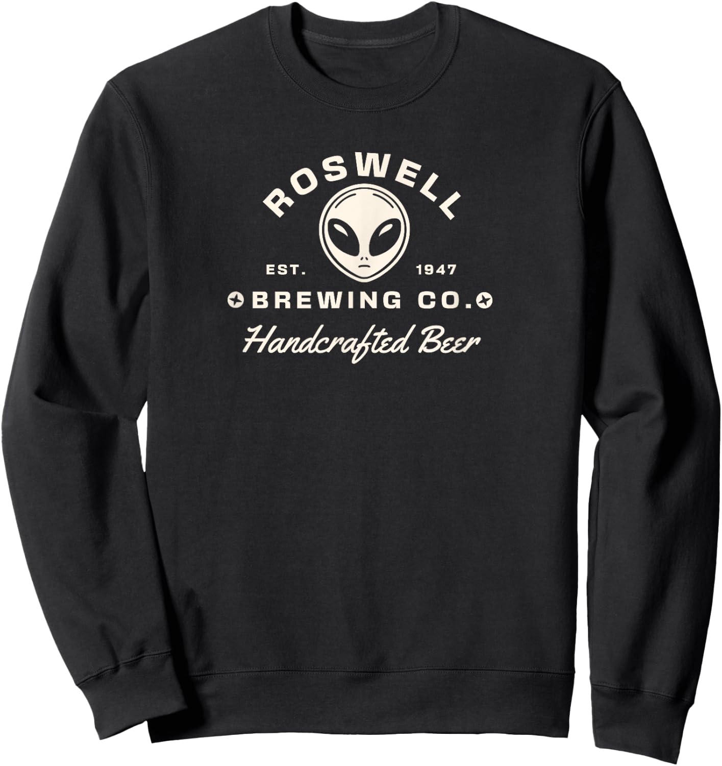 Funny Alien Brewery Roswell 1947 Retro Design Gift Sweatshirt - Sweatshirt | Black