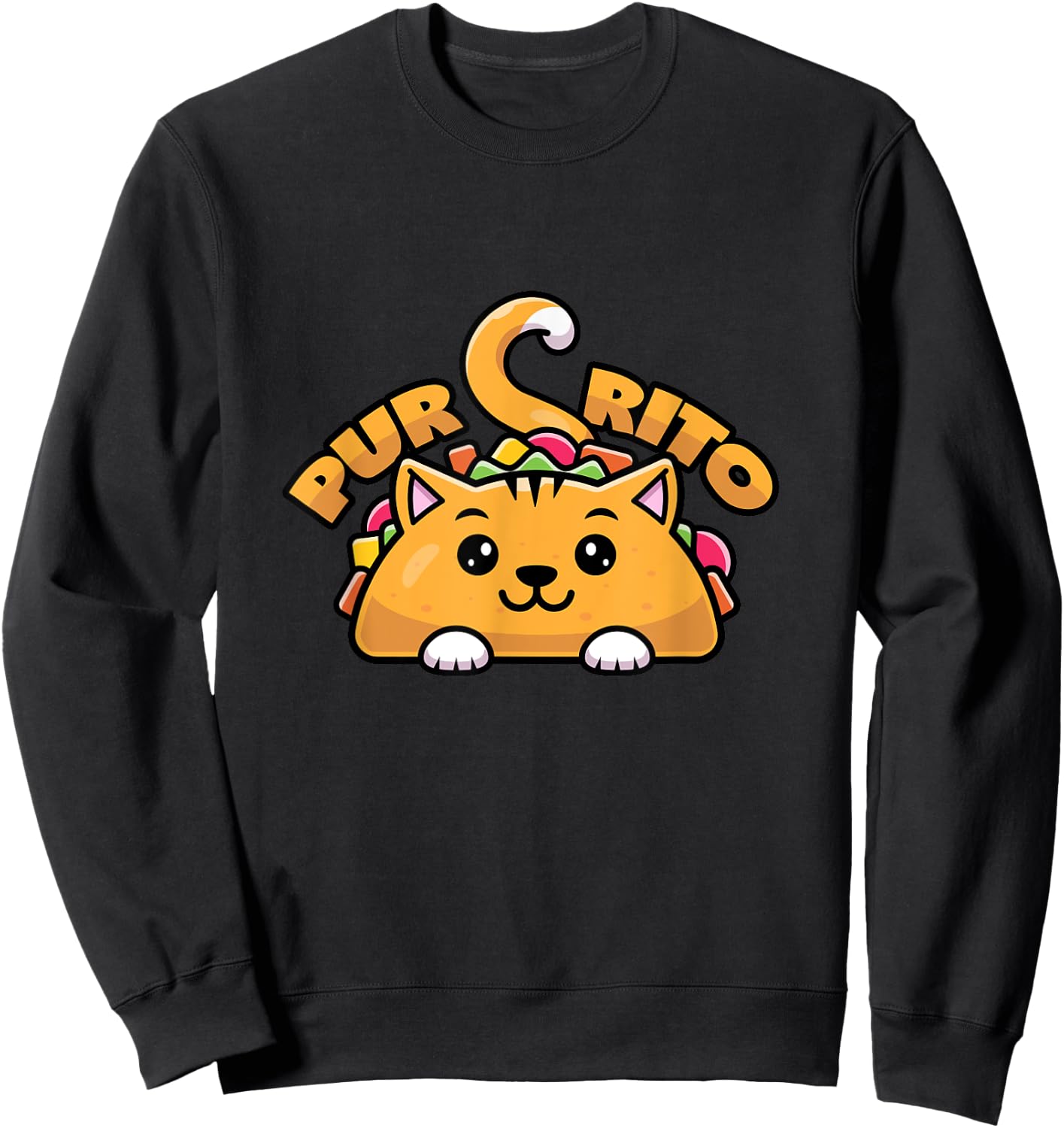 Purring Burrito Cat Pun Women Girls Kids Sweatshirt - Sweatshirt | Black