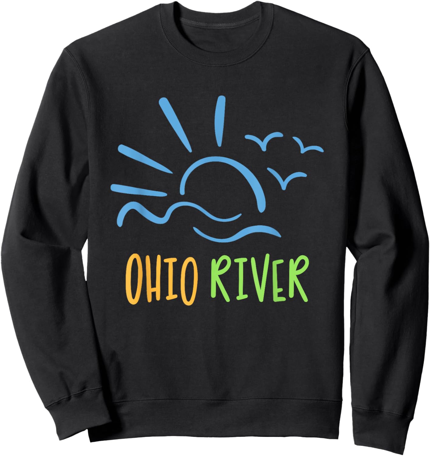 Ohio River fish, boat, relax on the river Sweatshirt - Sweatshirt | Black