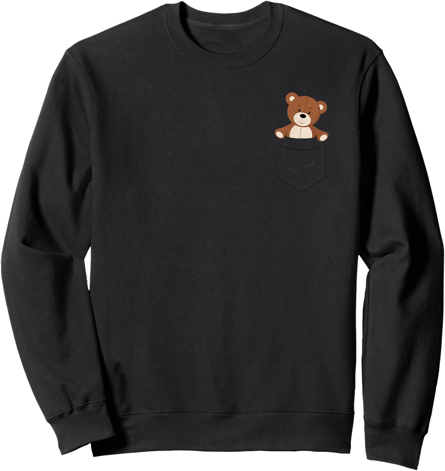 Teddy Bear Shirt | Cute Teddy in Pocket Shirt Sweatshirt - Sweatshirt | Black