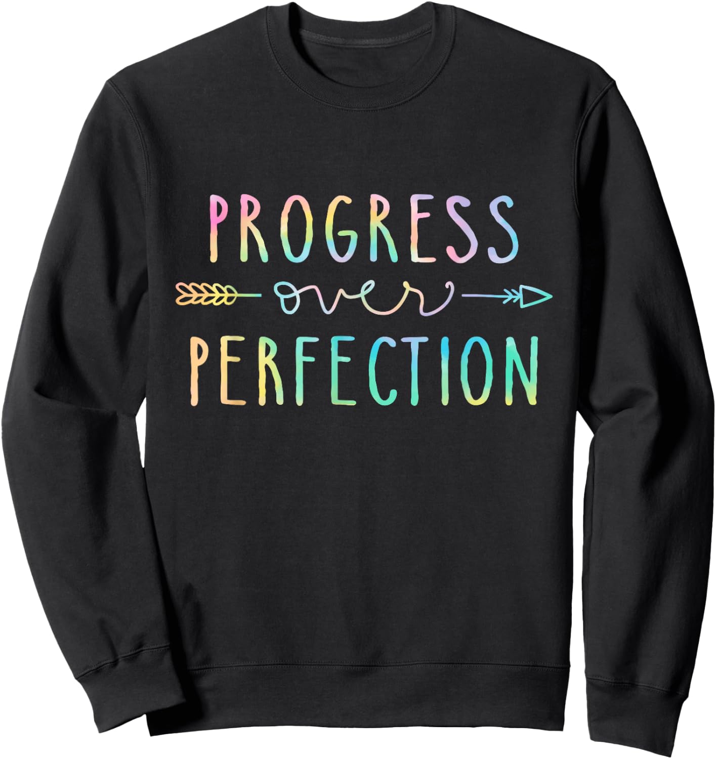 Back To School Progress Over Perfection Motivational Teacher Sweatshirt - Sweatshirt | Black