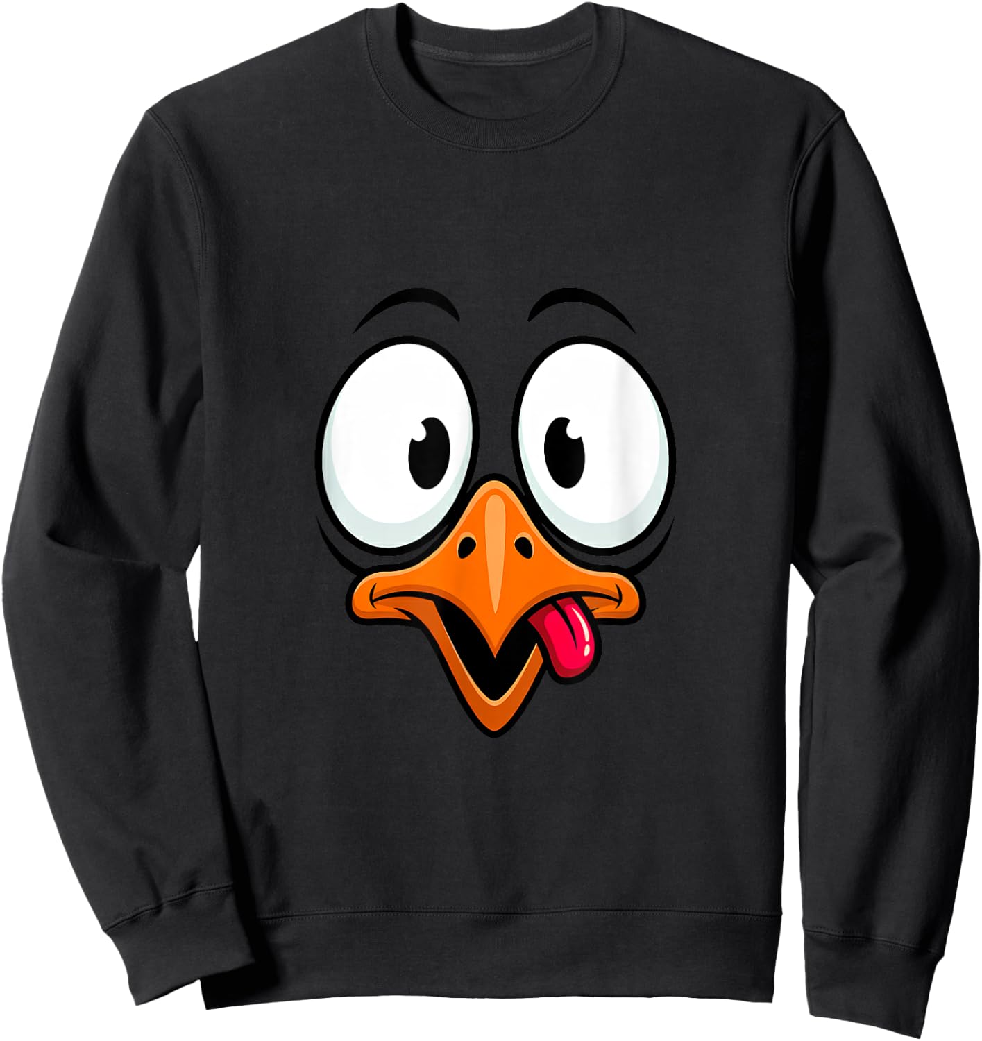 Funny Goofy Bird Face Cartoon Expression Sweatshirt - Sweatshirt | Black