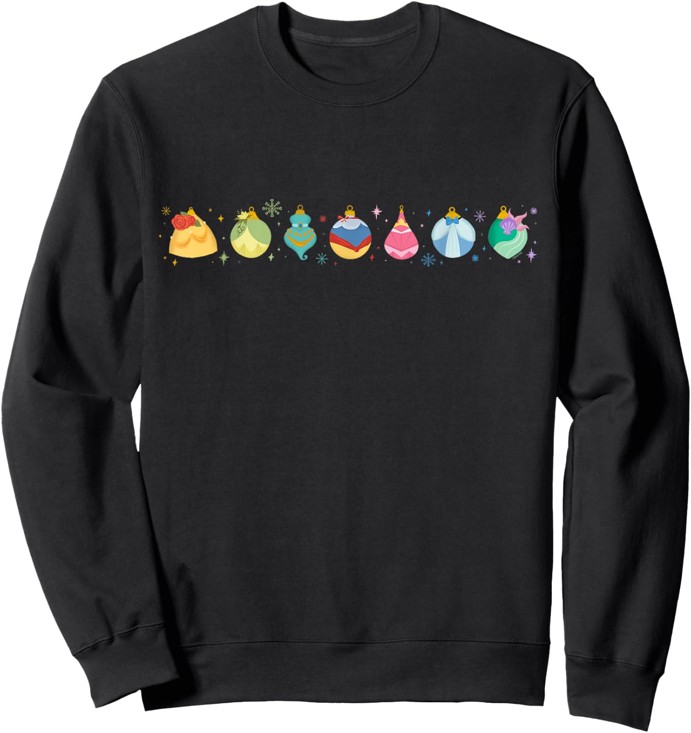 Disney Princess Holiday Enchanted Christmas Ornaments Sweatshirt - Sweatshirt | Black