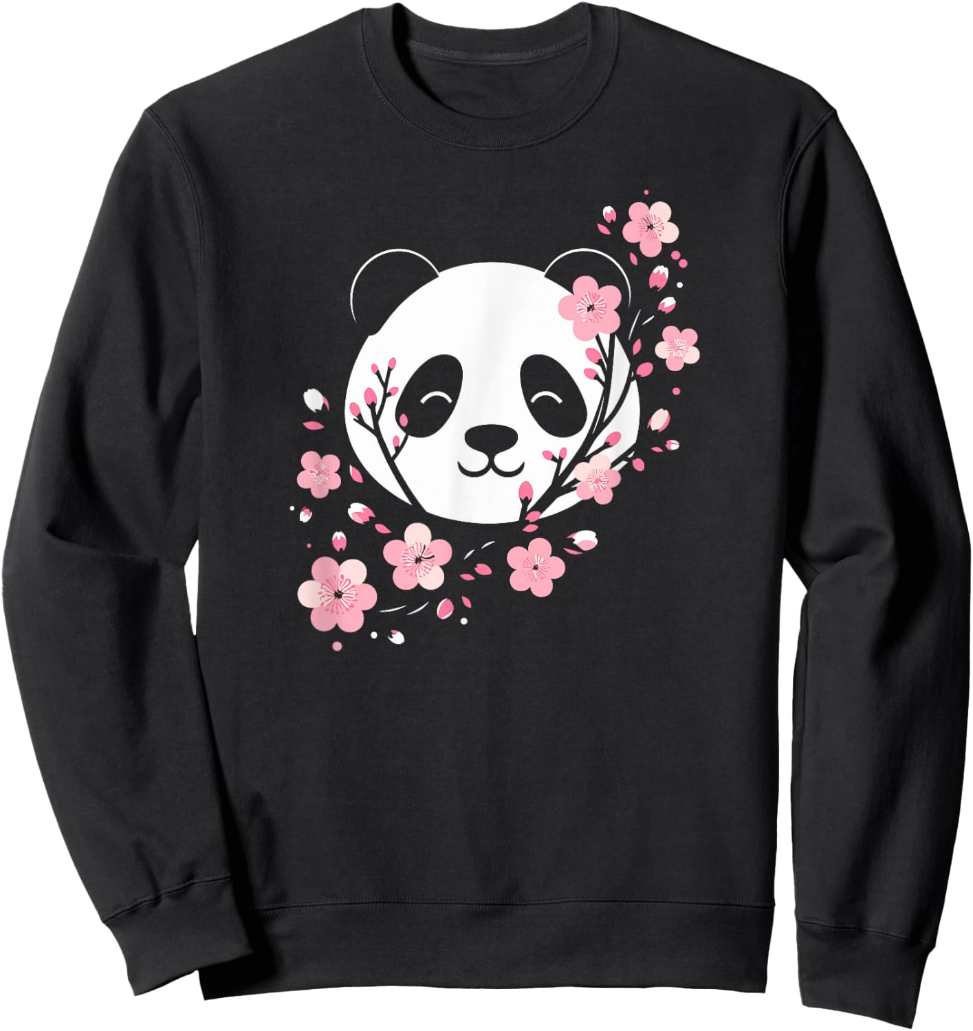Cherry Blossom Panda Cute Minimalist Giant Panda Bear Sweatshirt - Sweatshirt | Black