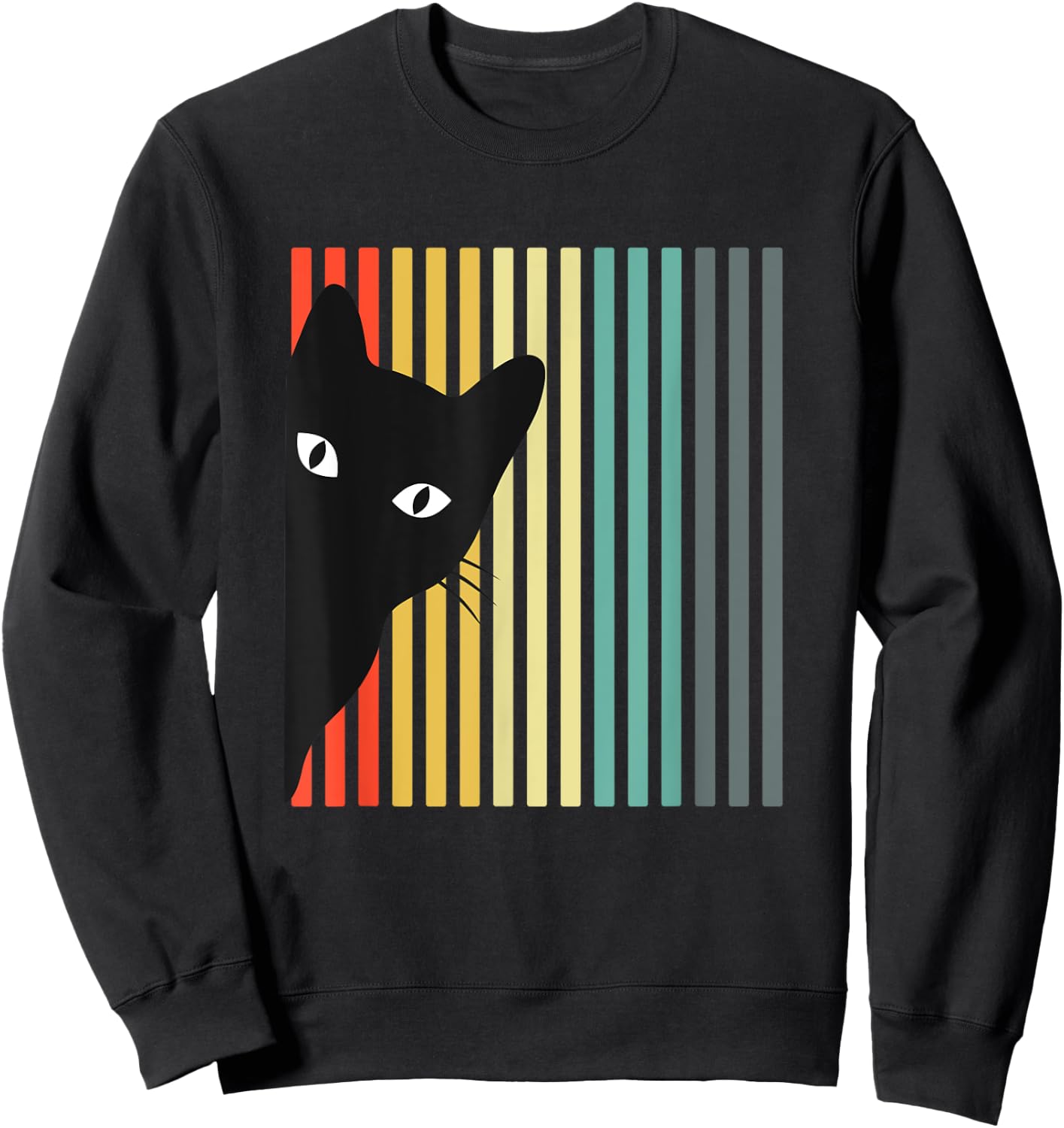 Black Cat Retro Color Cat Lover Design Cat Owner Sweatshirt - Sweatshirt | Black