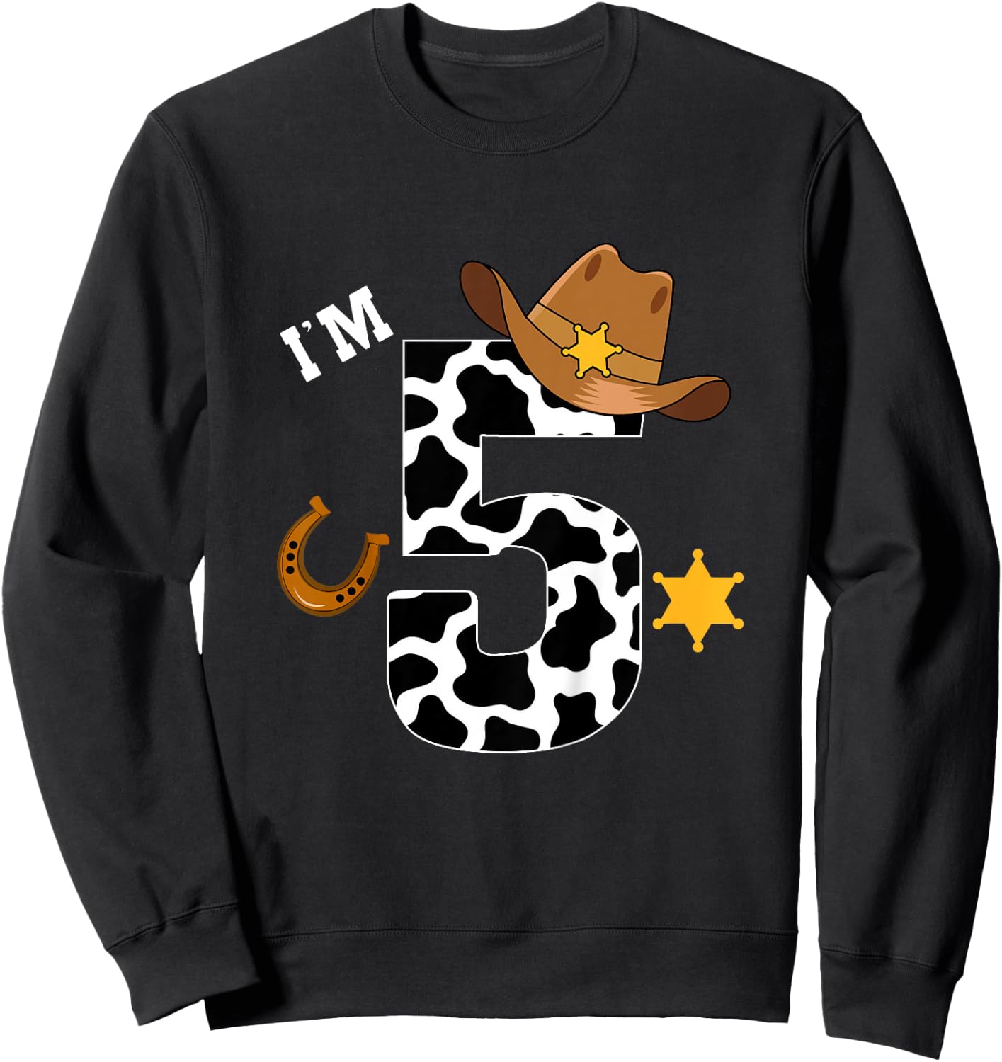 Kids 5th Birthday Shirt Boy 5 Year Old Rodeo Western Cowboy Sweatshirt - Sweatshirt | Black