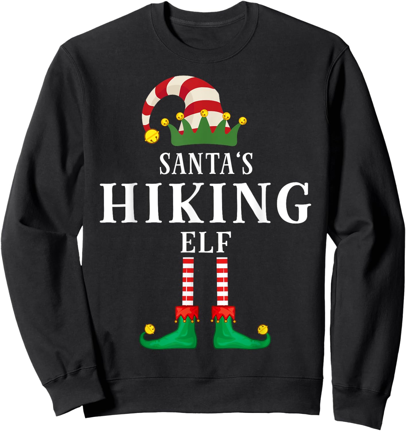 Santa's Hiking Christmas Family Pajama Sweatshirt - Sweatshirt | Black
