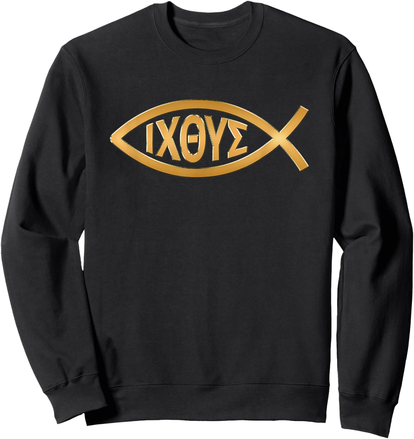Christian Shirt - Ichthys Jesus Fish Symbol Emblem - Faith Sweatshirt - Sweatshirt | Black