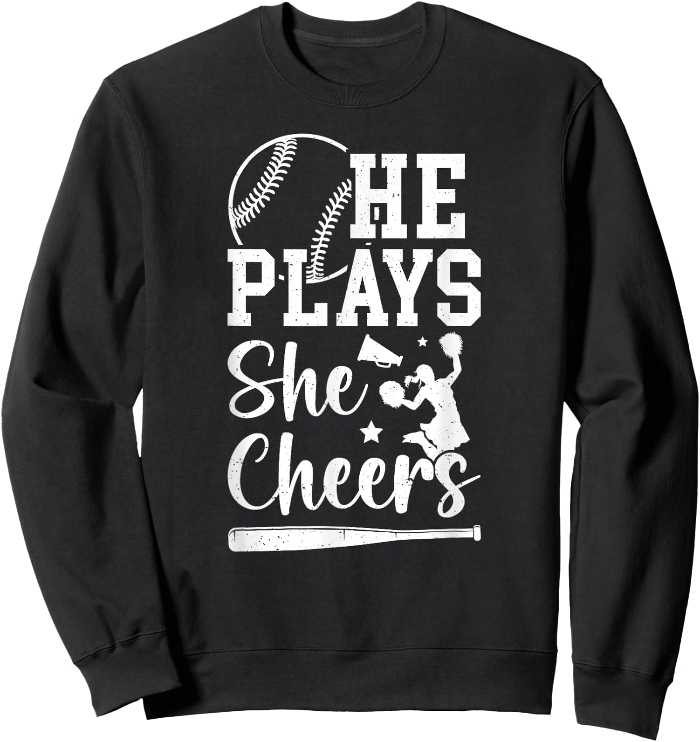 He Plays She Cheers Baseball And Cheer Mom Sweatshirt - Sweatshirt | Black