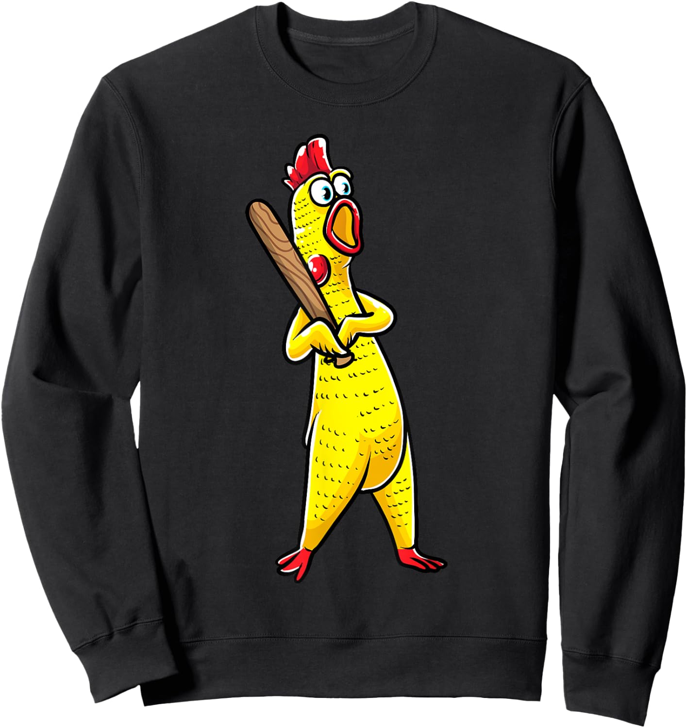 Funny Rubber Chicken With Baseball Bat Sports Men Kids Sweatshirt - Sweatshirt | Black