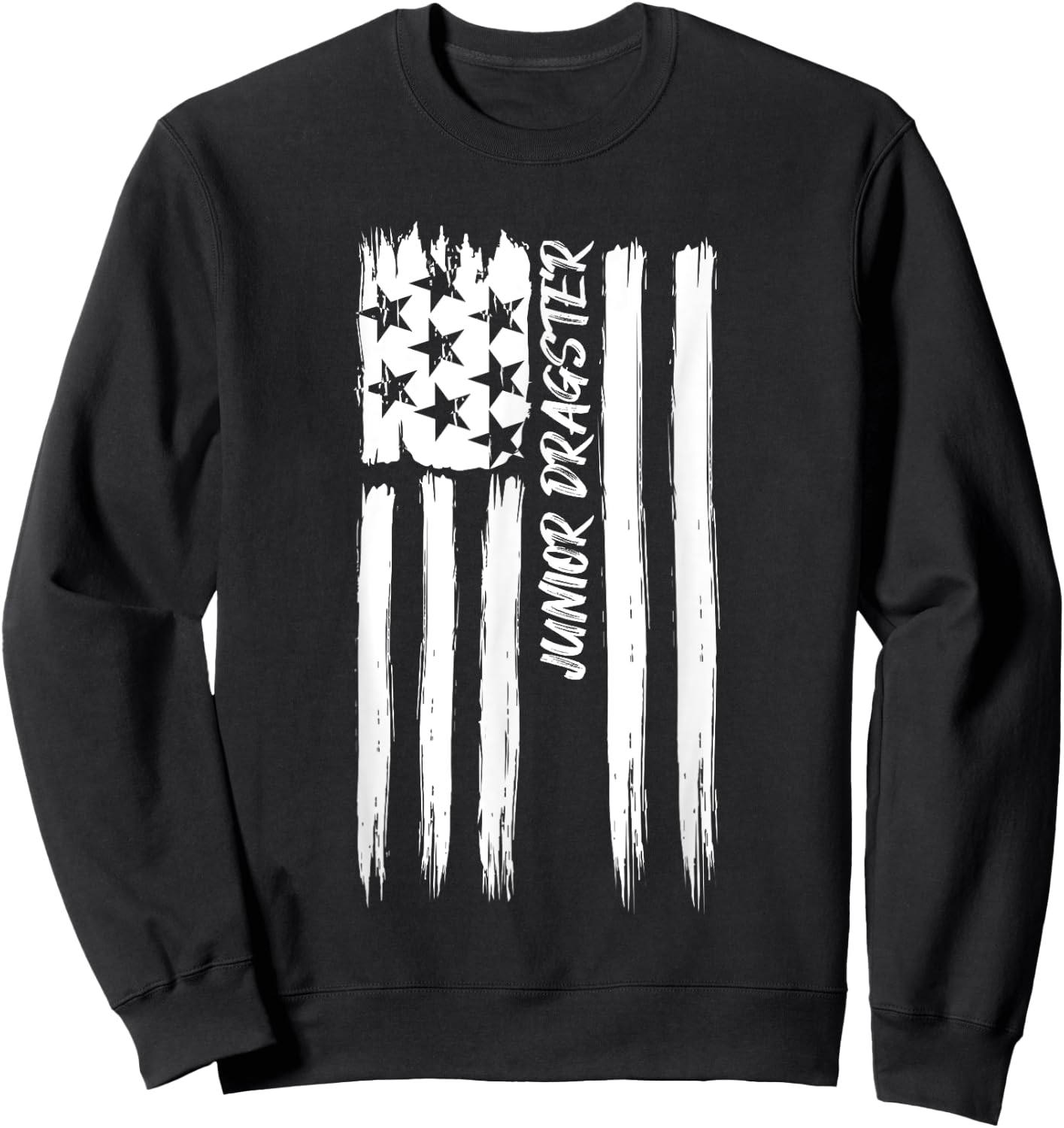 Junior Dragster Flag Racing Patriotic USA American Car Race Sweatshirt - Sweatshirt | Black