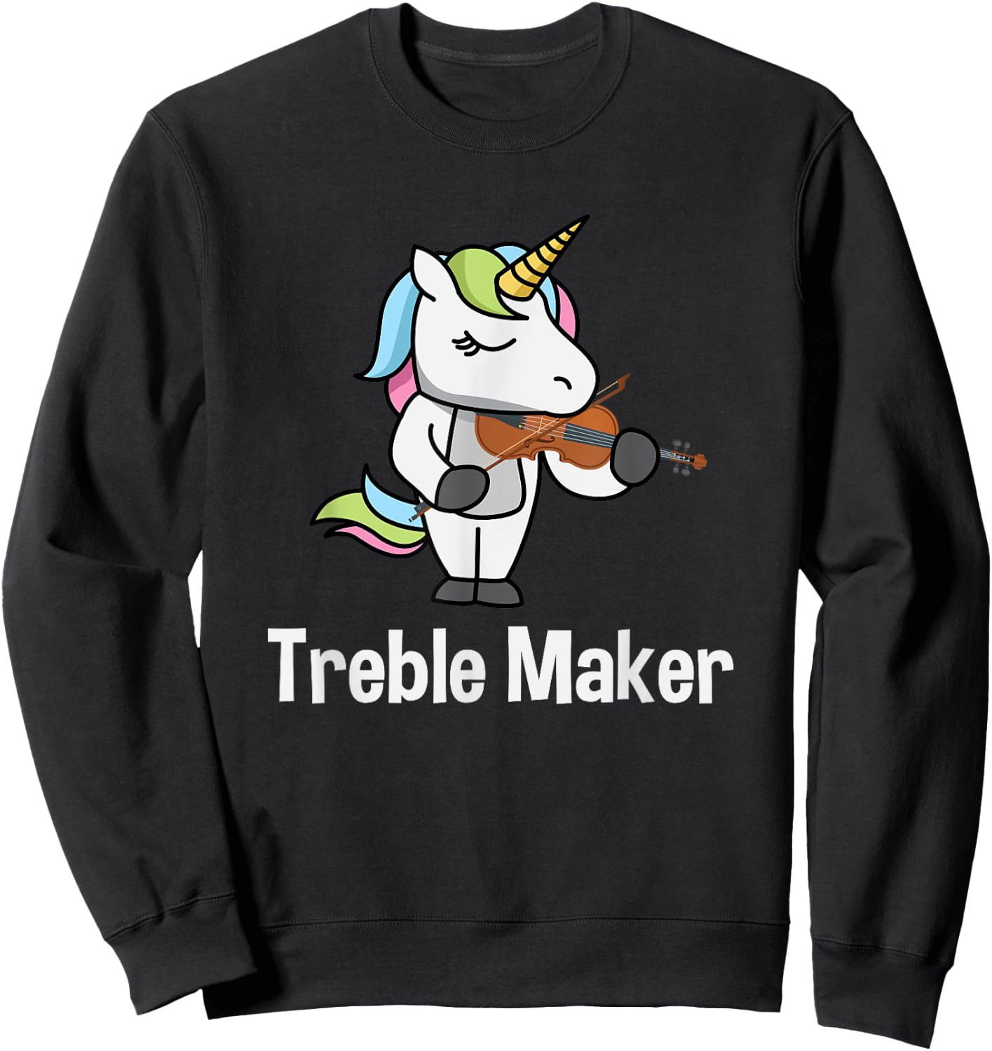 Violinist Shirt for Girls - Treble Maker Unicorn Violin Gift Sweatshirt - Sweatshirt | Black