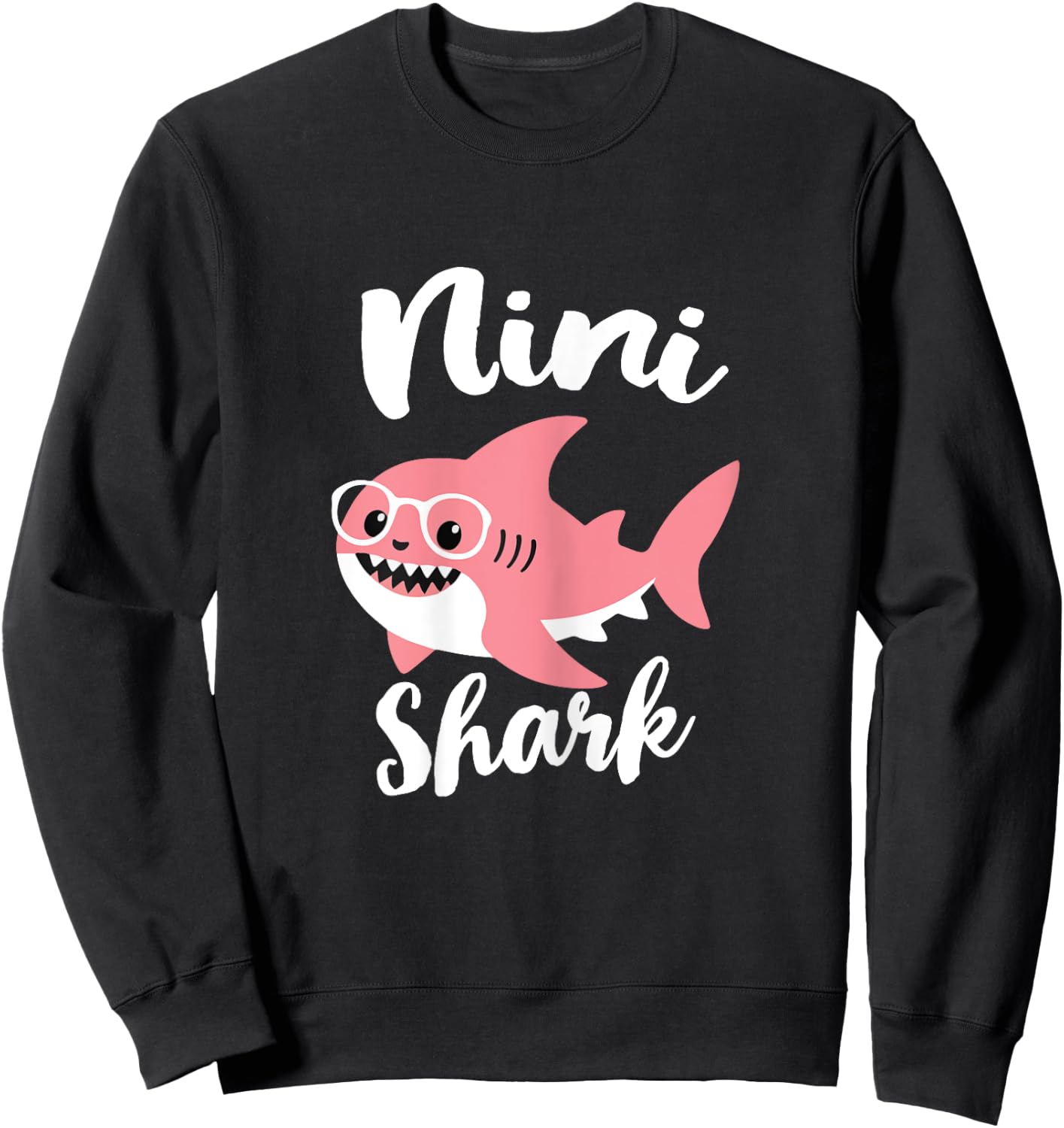 Nini Shark Mother's Day Grandma Funny Sweatshirt - Sweatshirt | Black