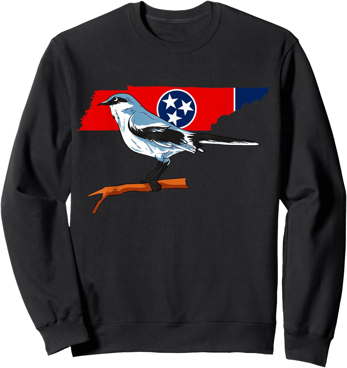 Tennessee Flag With Mockingbird US State Bird Sweatshirt - Sweatshirt | Black