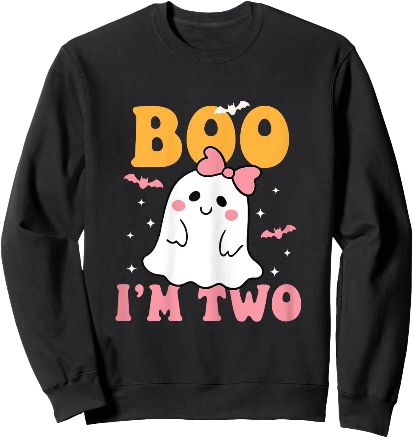 Boo I'm Two Cute Birthday Ghost Halloween 2 Years Old Girl Sweatshirt - Sweatshirt | Black