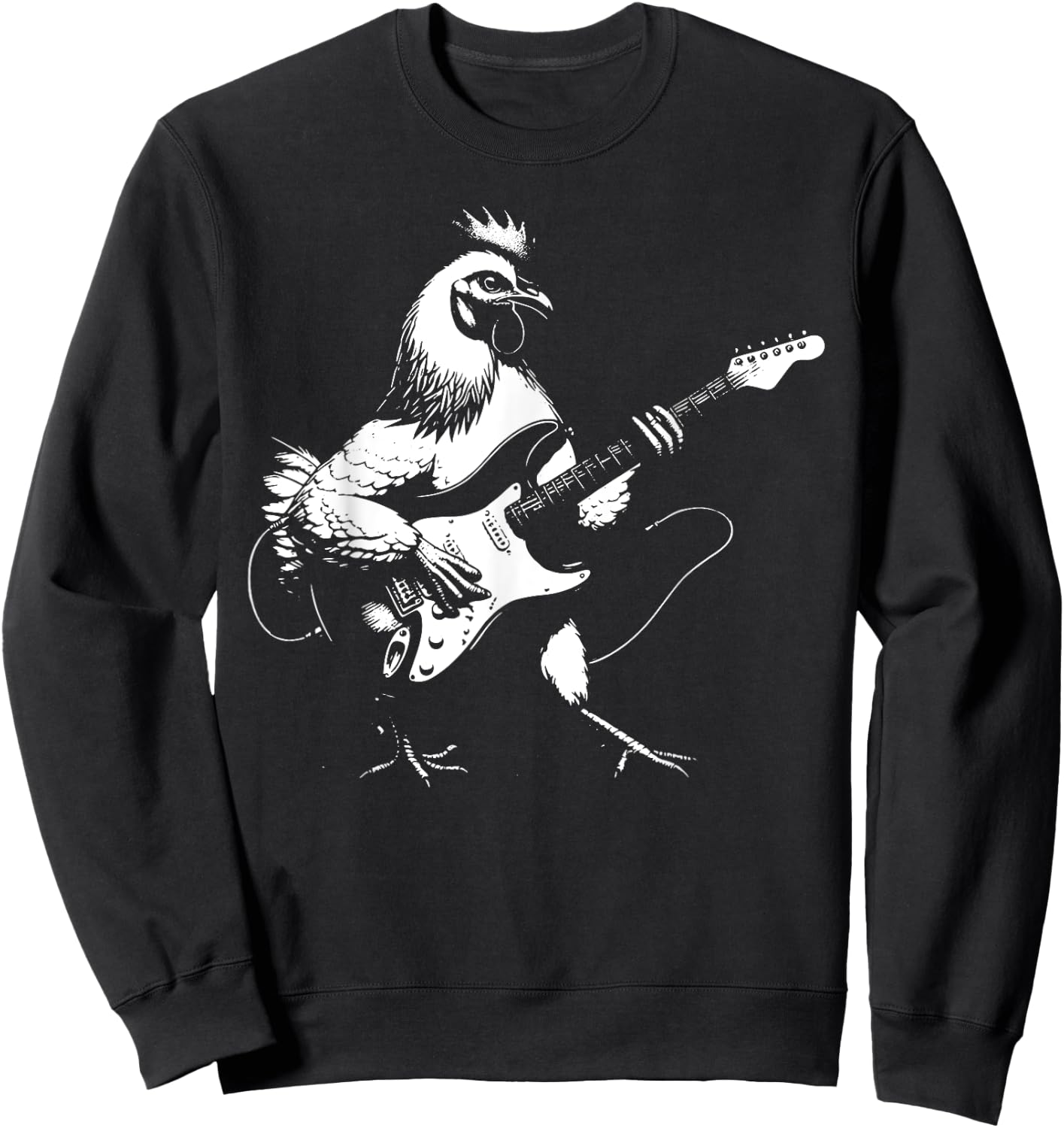 Chicken Playing Bass Guitar Shirt Men Animal Playing Guitar Sweatshirt - Sweatshirt | Black