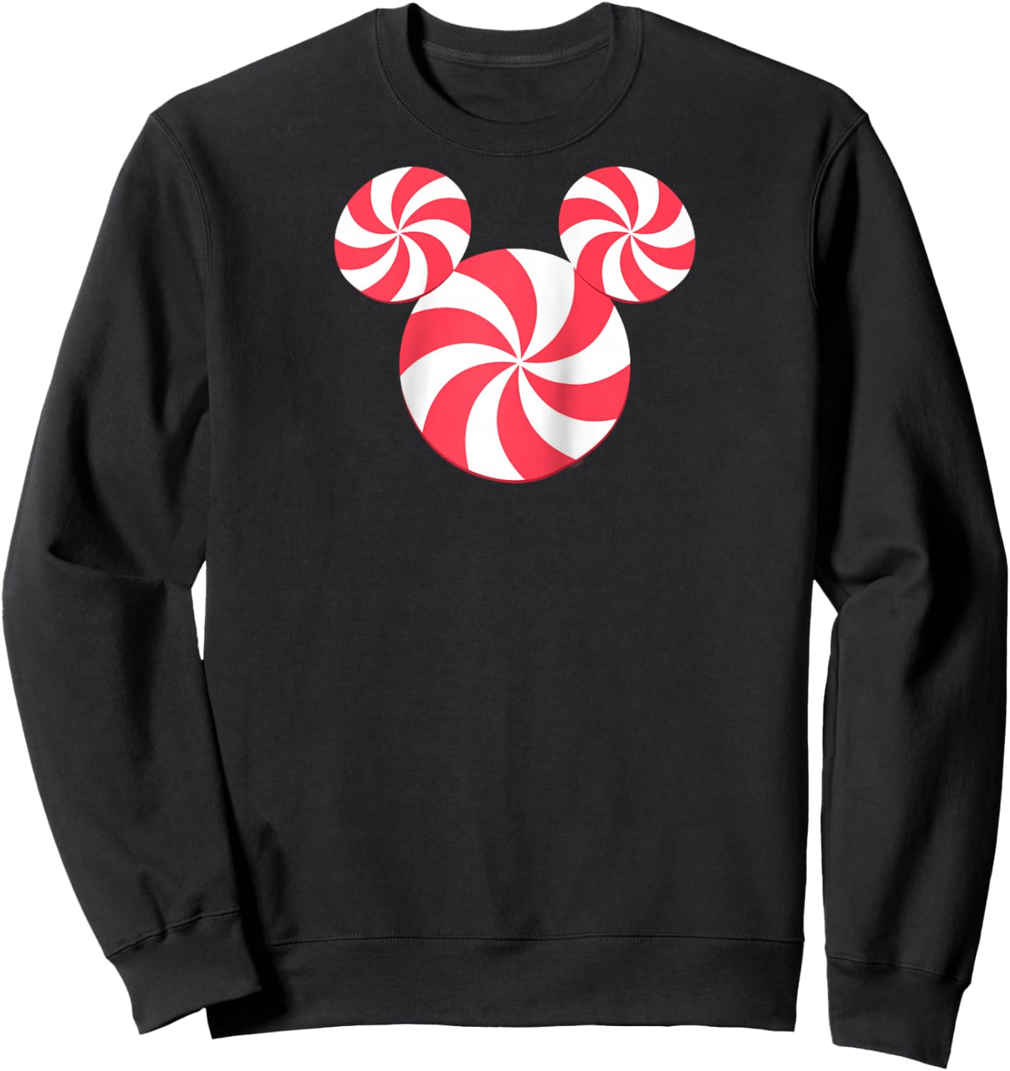 Disney Mickey Mouse Icon Christmas Peppermint Candy Holiday Raglan Baseball Sweatshirt - Sweatshirt | Black