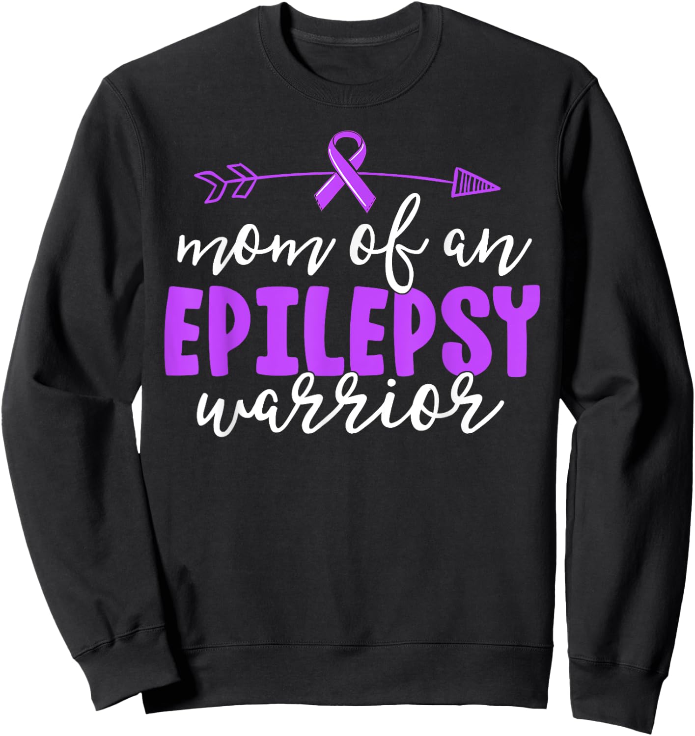 Epilepsy Mom Shirt Purple Ribbon Awareness Shirt Mother Sweatshirt - Sweatshirt | Black