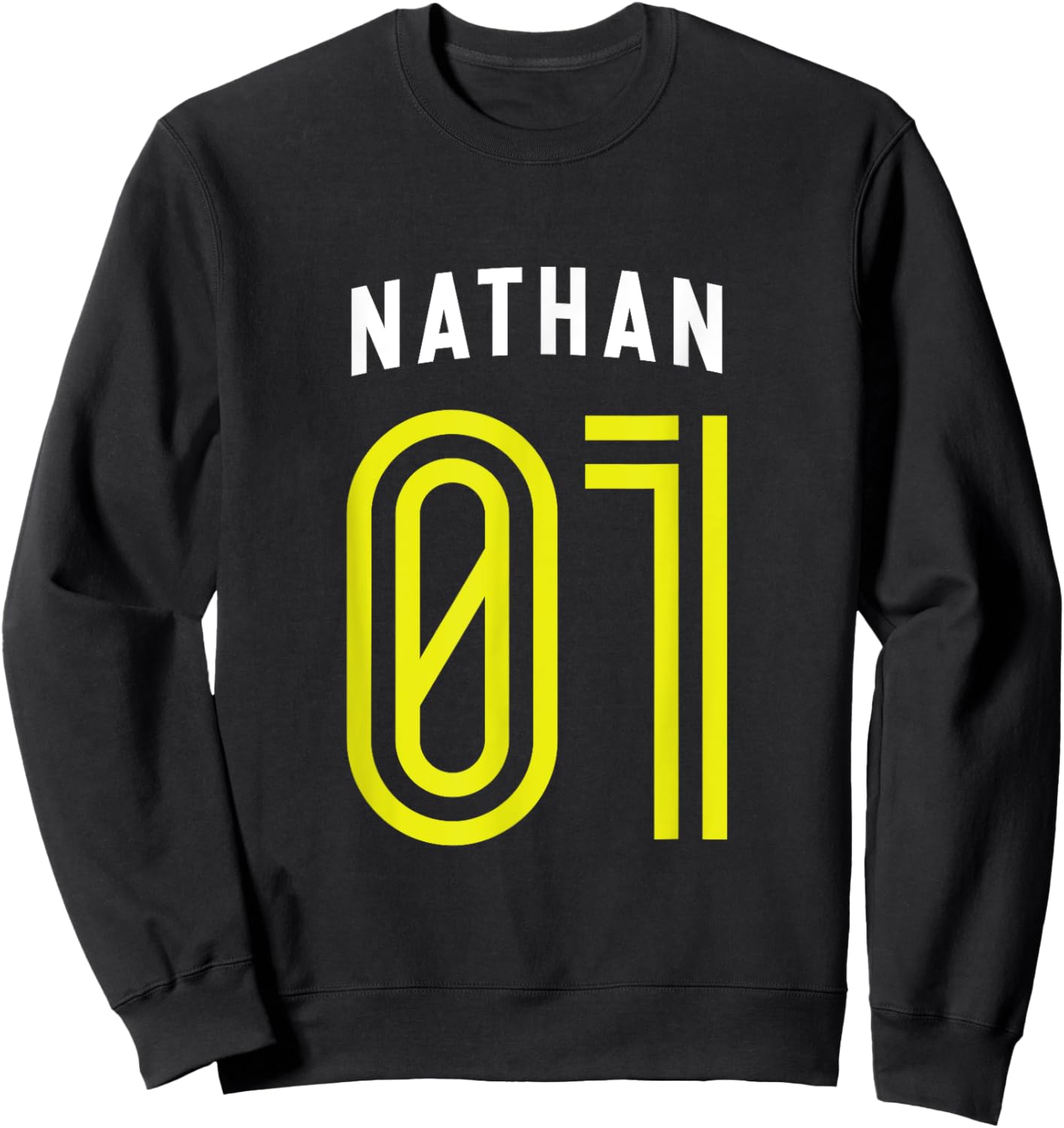 NATHAN 01 - Number One Team Sports Fan Varsity Style Sweatshirt - Sweatshirt | Black