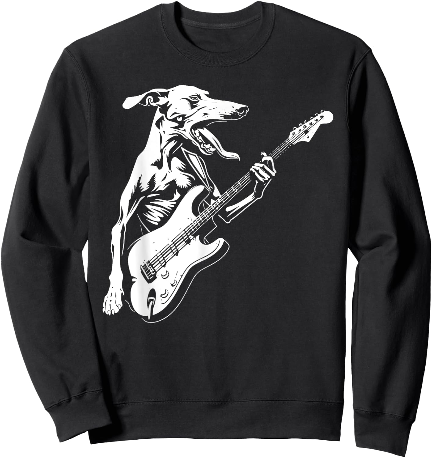 Dog Guitarist Guitar - Greyhound Dad Mom Sweatshirt - Sweatshirt | Black