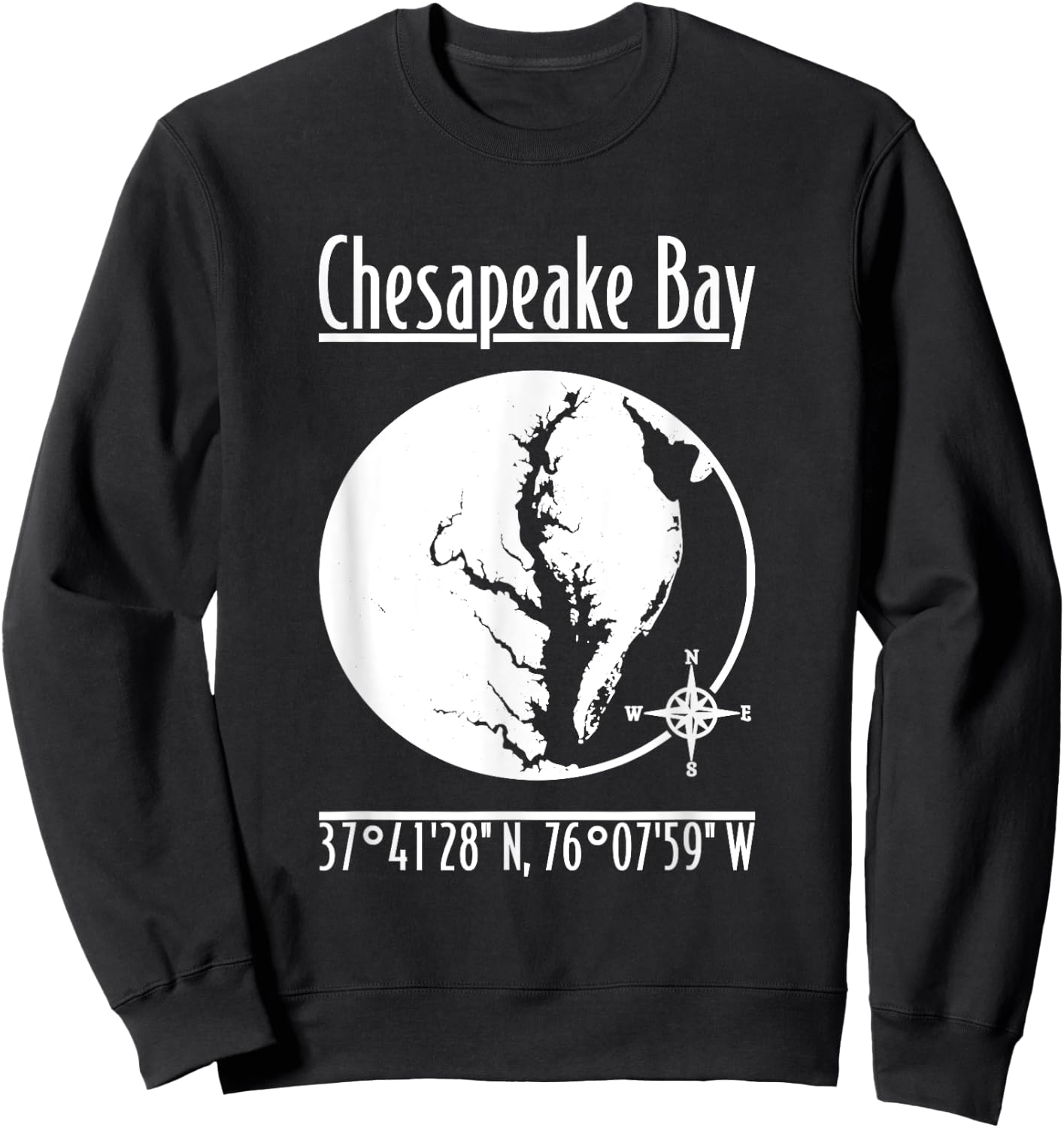 Designed by GeoGearCo Modern Chesapeake Bay Nature , Men's -Adults, Short Sleeve, Black, Small Sweatshirt - Sweatshirt | Black