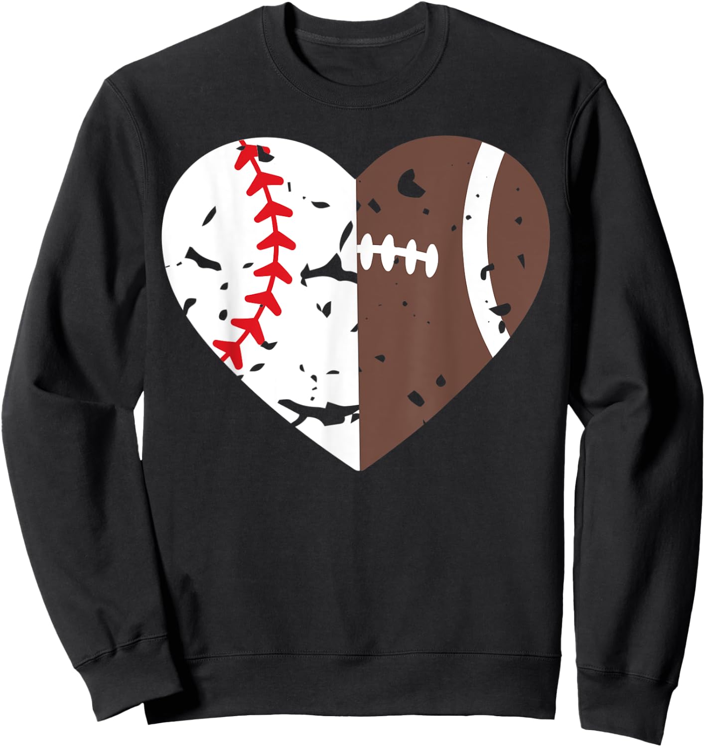 Half Baseball Half Football Heart Players Sweatshirt - Sweatshirt | Black