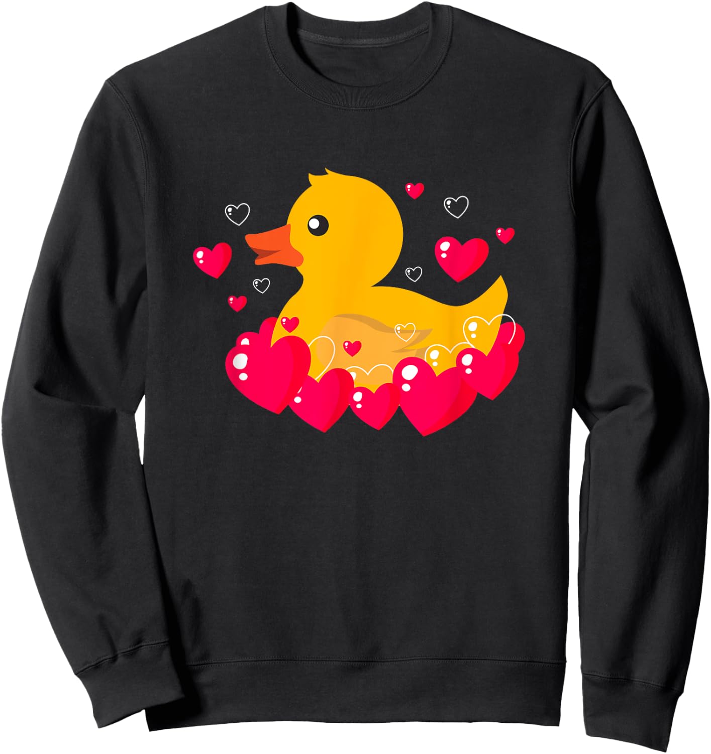 Yellow duck Rubber love Valentines day Funny men women kids Sweatshirt - Sweatshirt | Black
