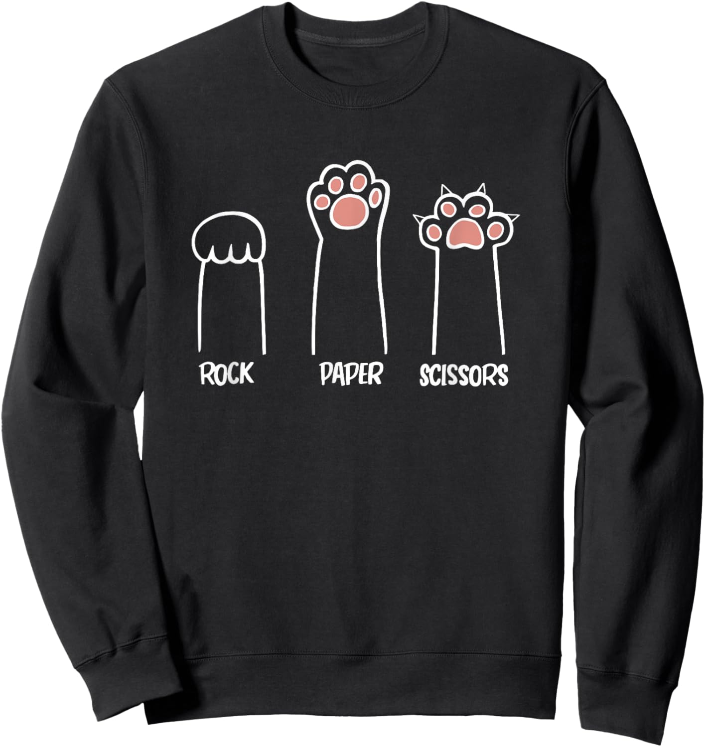 Rock Paper Scissors Game Cute Cat Kitty Paws Men Women Girls Kids Sweatshirt - Sweatshirt | Black