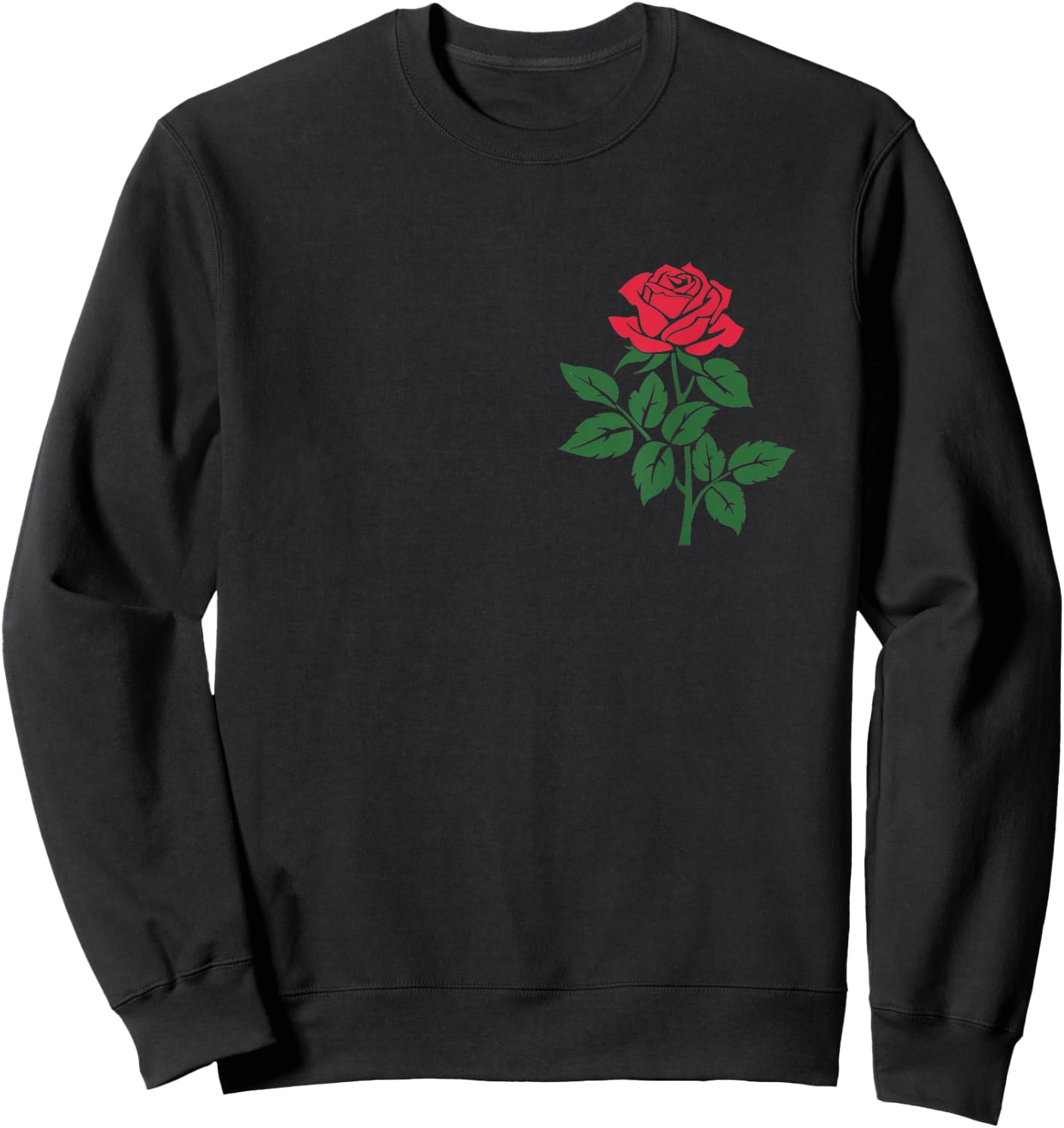 Rose Flower Floral Romantic Love Valentines Day Graphic Sweatshirt - Sweatshirt | Black