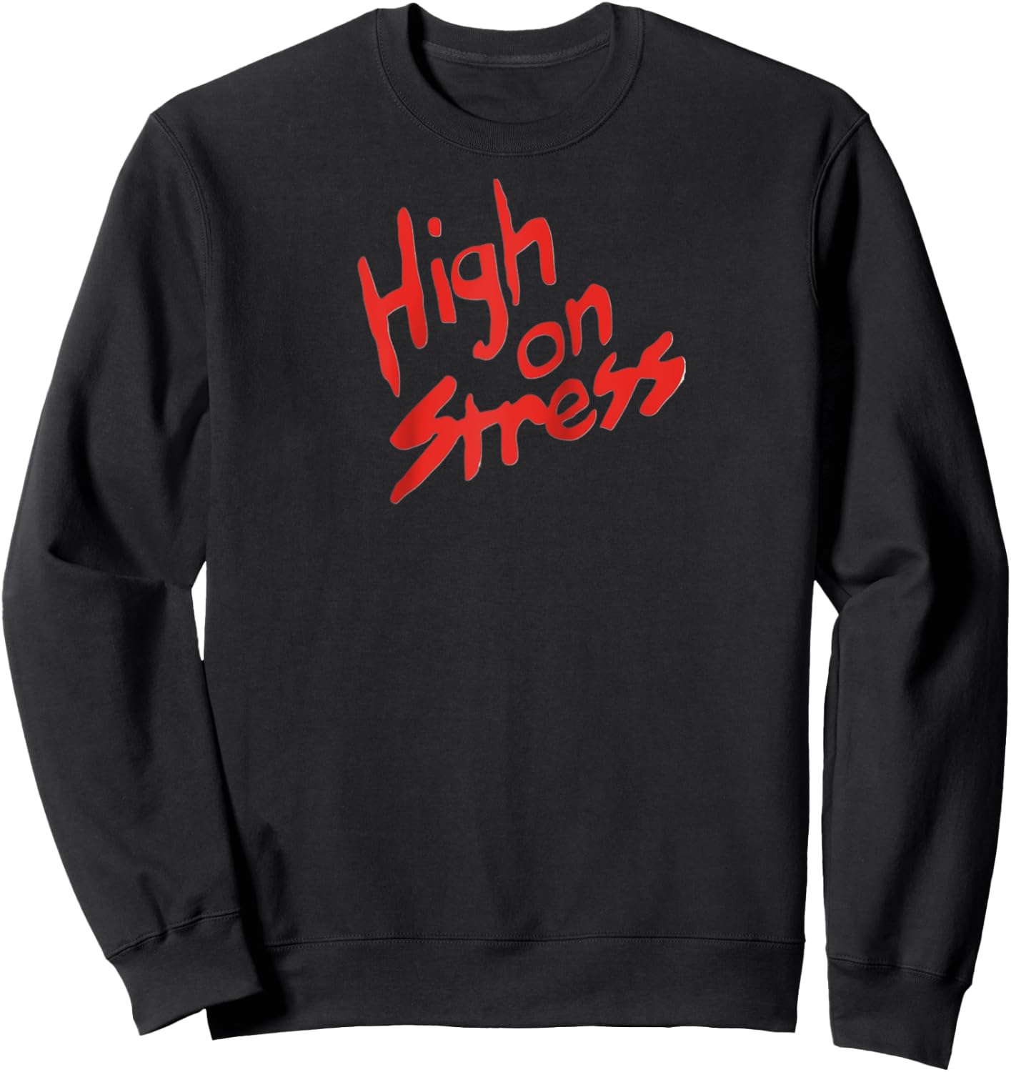 High on Stress Revenge Nerds Classic 80s Funny Vintage Retro Raglan Baseball Sweatshirt - Sweatshirt | Black