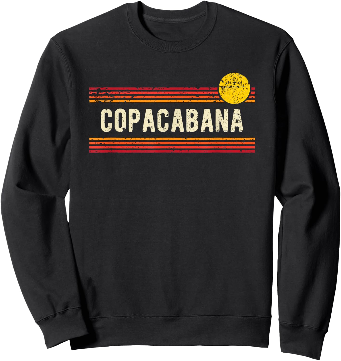Copacabana Rio de Janeiro Retro Distressed Sunset Design Sweatshirt - Sweatshirt | Black