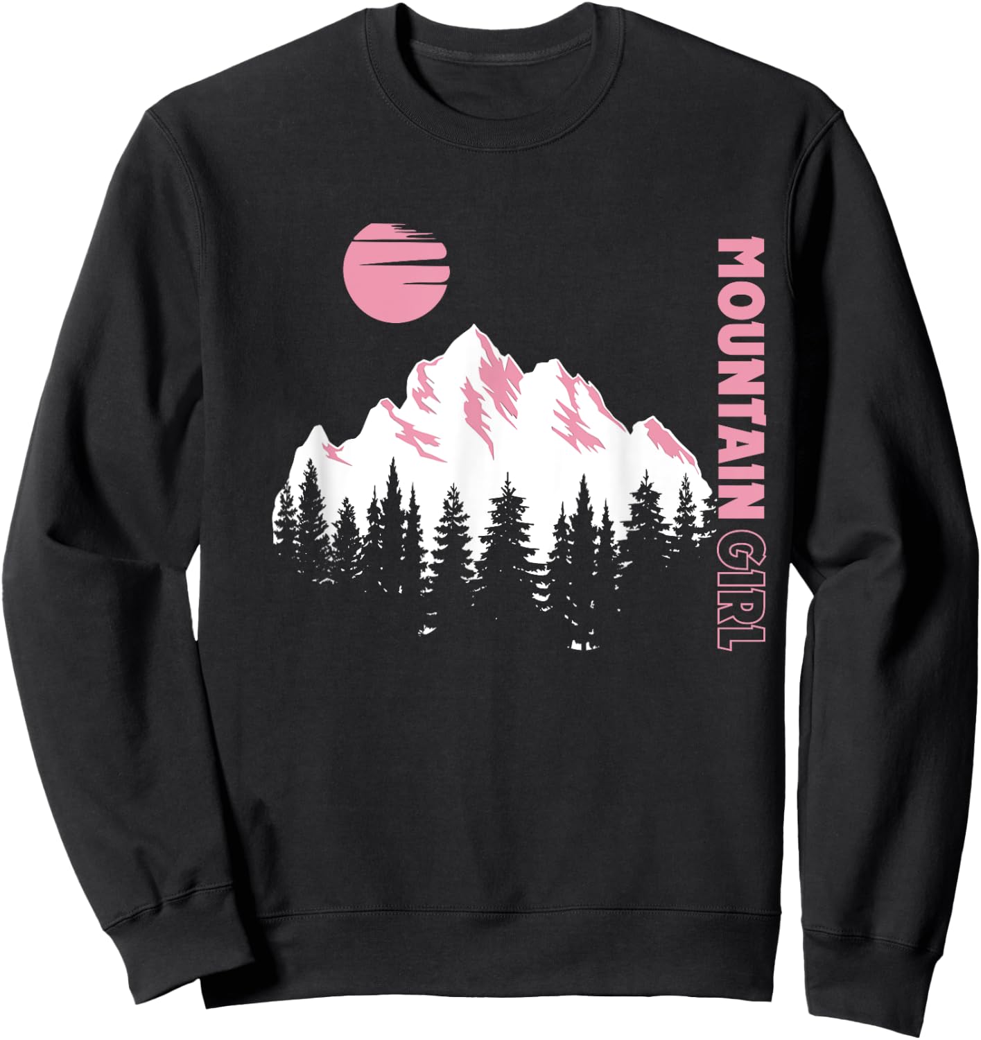 Mountain Girl Outdoor Loving Girl Mountain Moon Girl Sweatshirt - Sweatshirt | Black